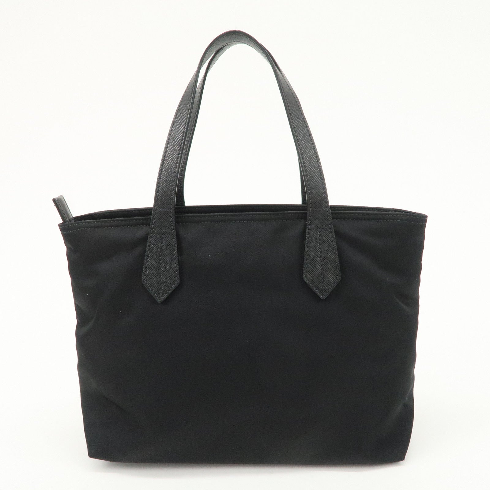 PRADA Nylon Leather Hand Bag Black Gold Hardware 1BA084