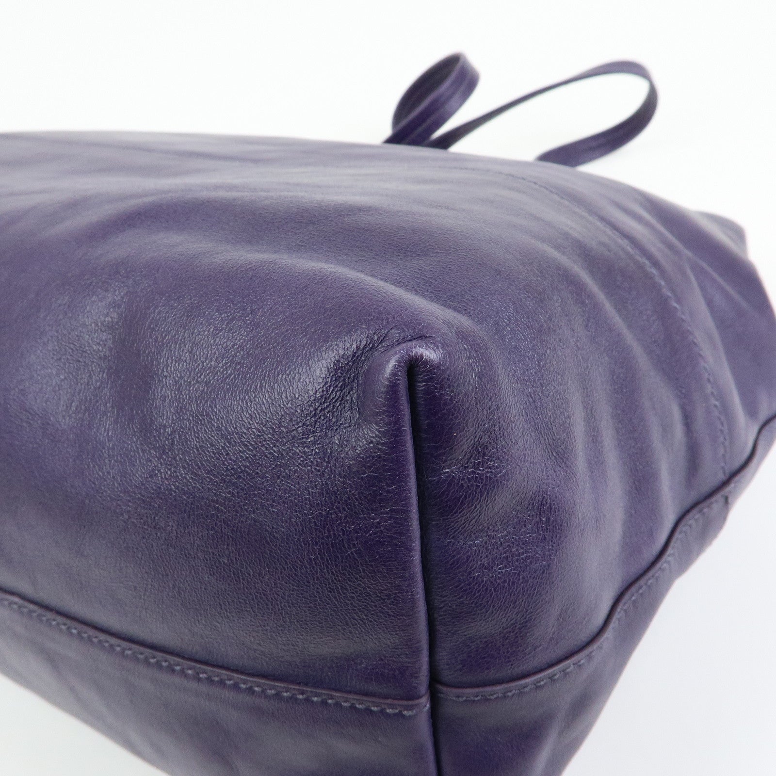 MIU MIU Soft Leather Shopping Tote Bag Shoulder Bag Purple RR1820