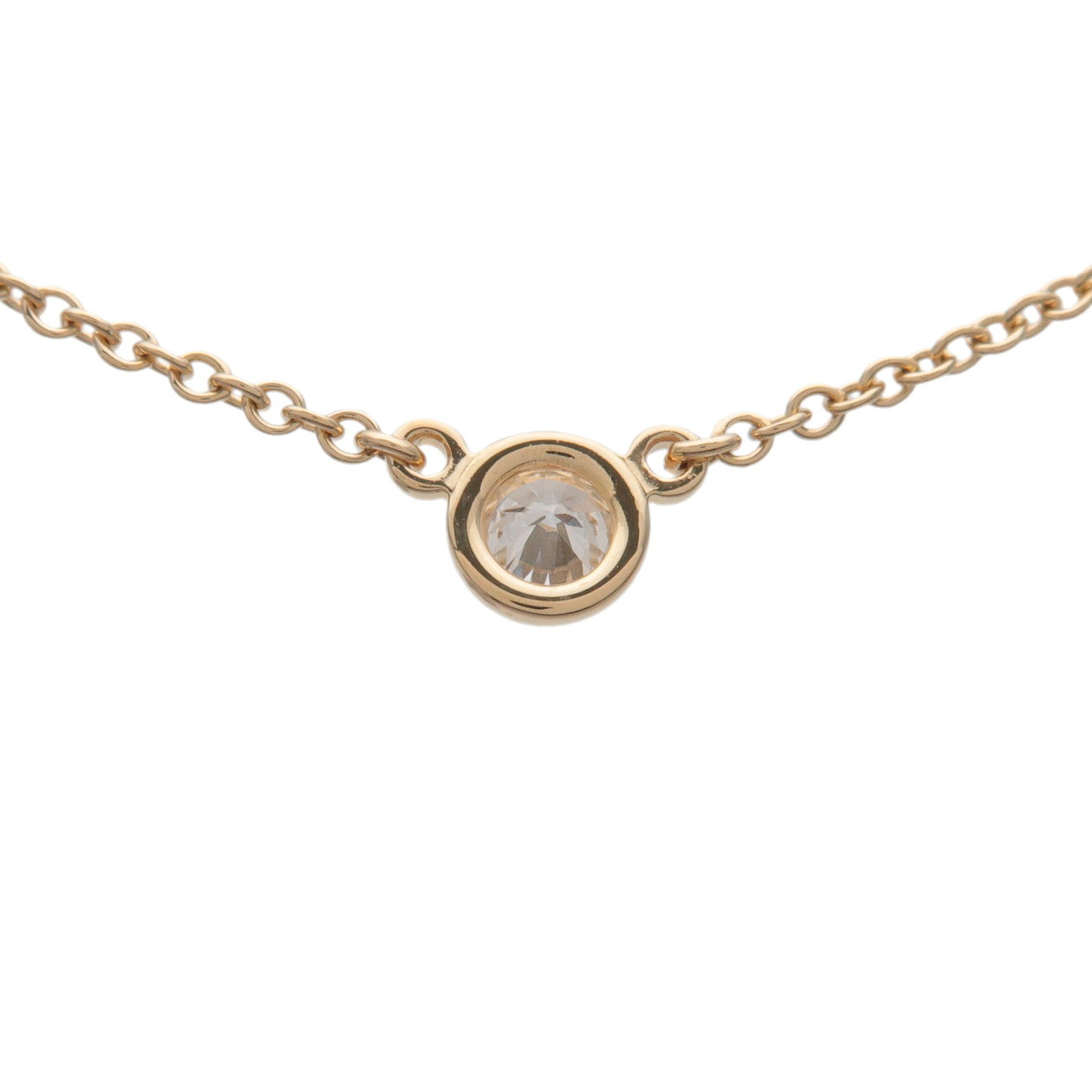 Tiffany & Co By The Yard 1P Diamond Necklace K18 750YG Yellow Gold