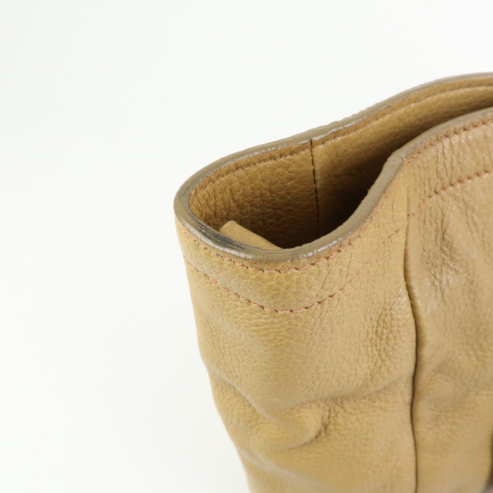 PRADA Calf Leather 2Way Bag Hand Bag Shoulder Bag Beige