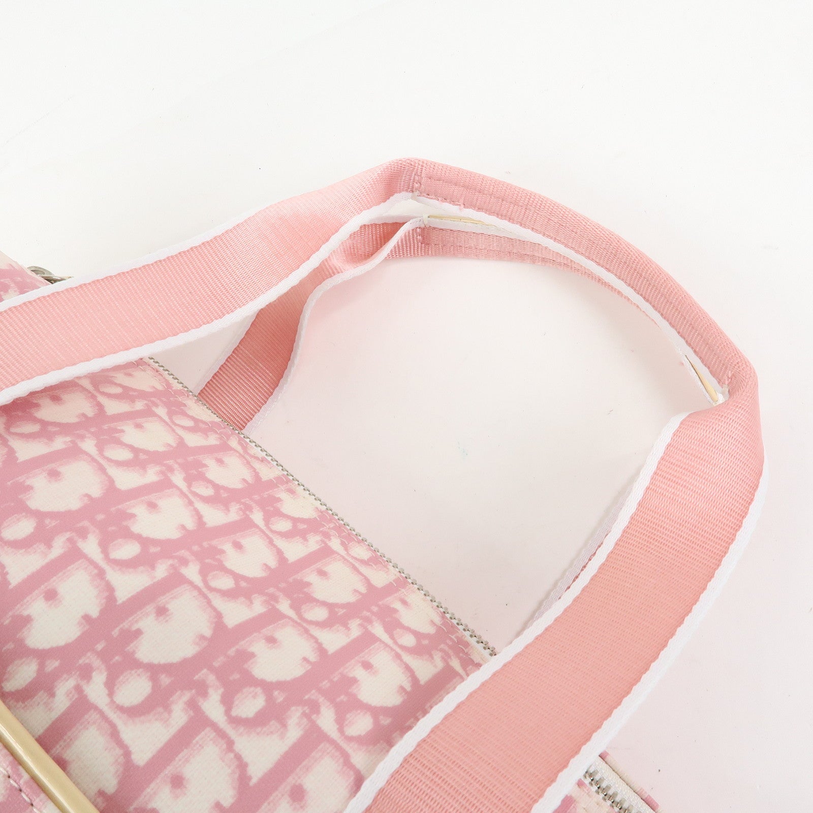 Christian Dior Trotter PVC Patent Leather Boston Bag Hand Bag Pink