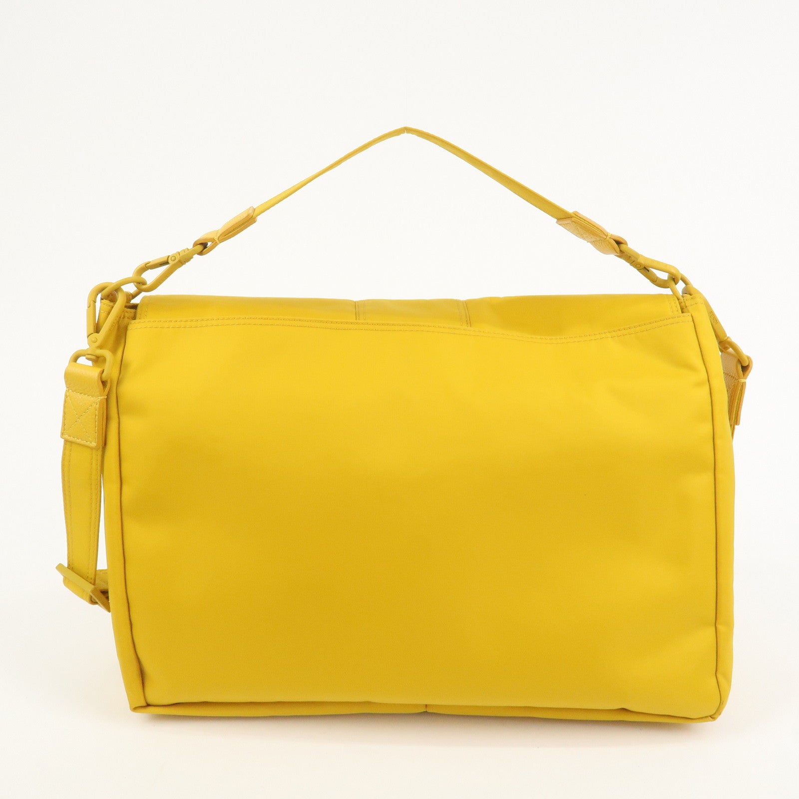 FENDI Baguette Nylon Leather 2Way Bag Hand Bag Shoulder Bag Yellow 7VA536