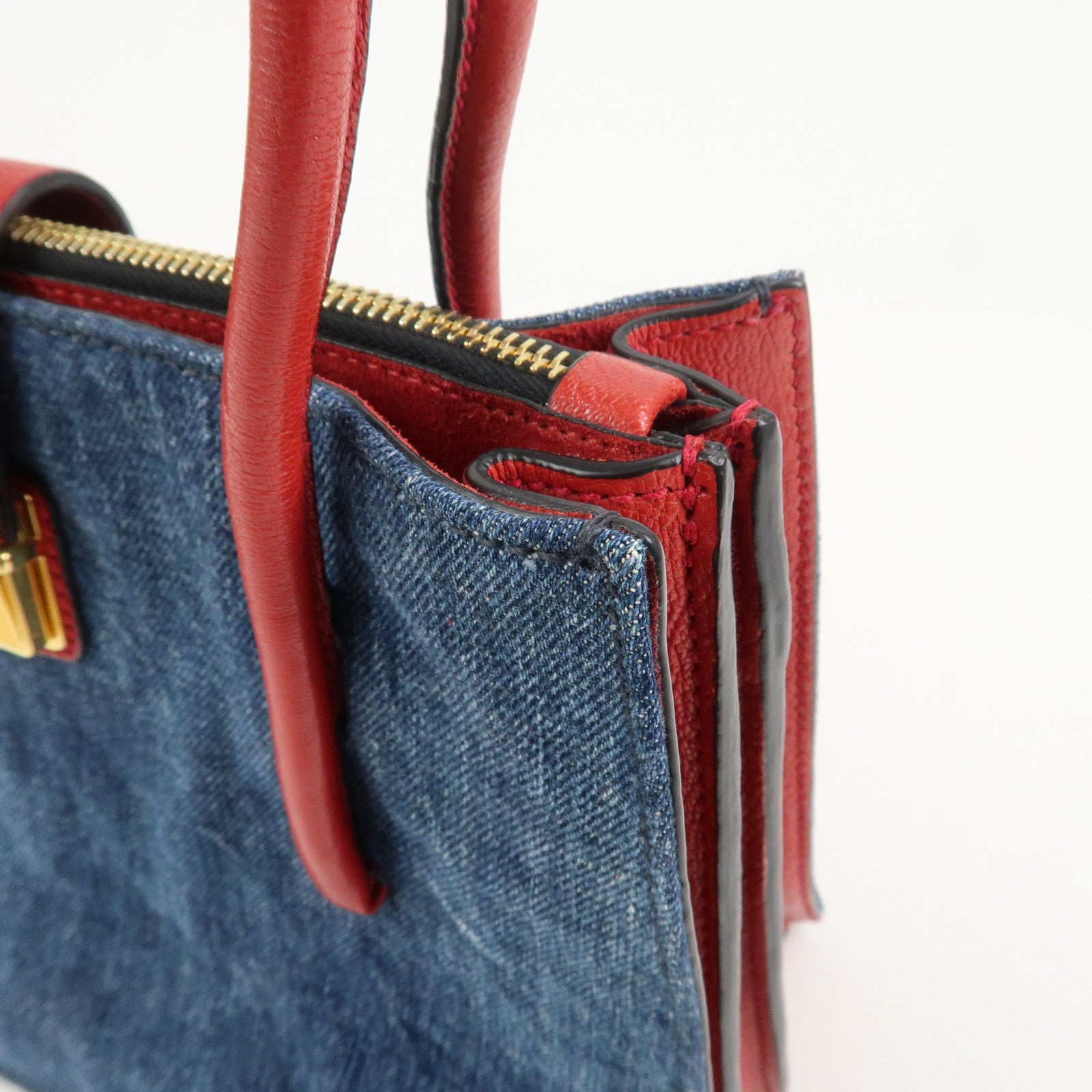 MIU MIU Denim Leather Denim 2Way Bag Hand Bag Shoulder Bag RN1104