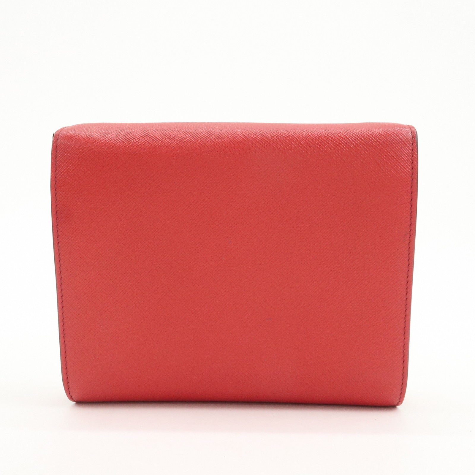 PRADA Logo Saffiano Leather Chain Shoulder Bag Red 1BH007