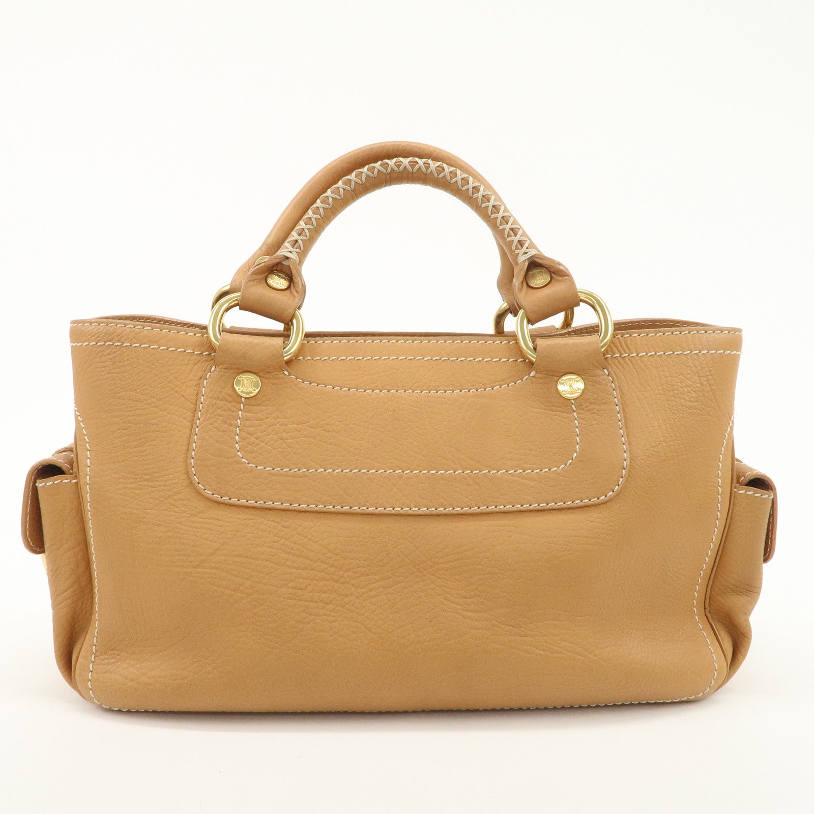 CELINE Leather Boogie Bag Hand Bag Tote Bag Camel