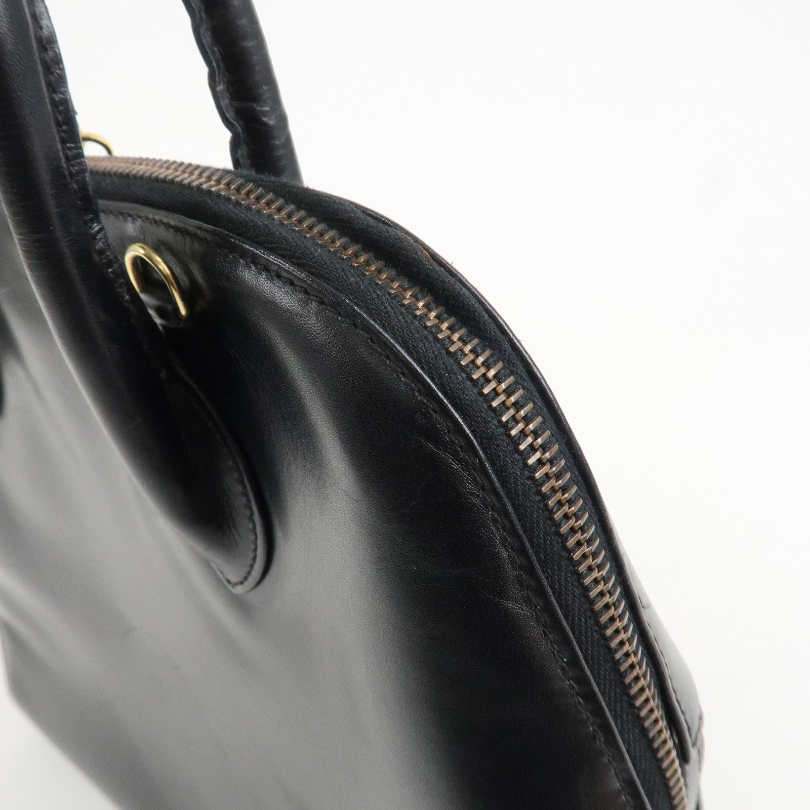 Ferragamo Leather 2Way Hand Shoulder Bag Black Gold HDW AK5644 Used