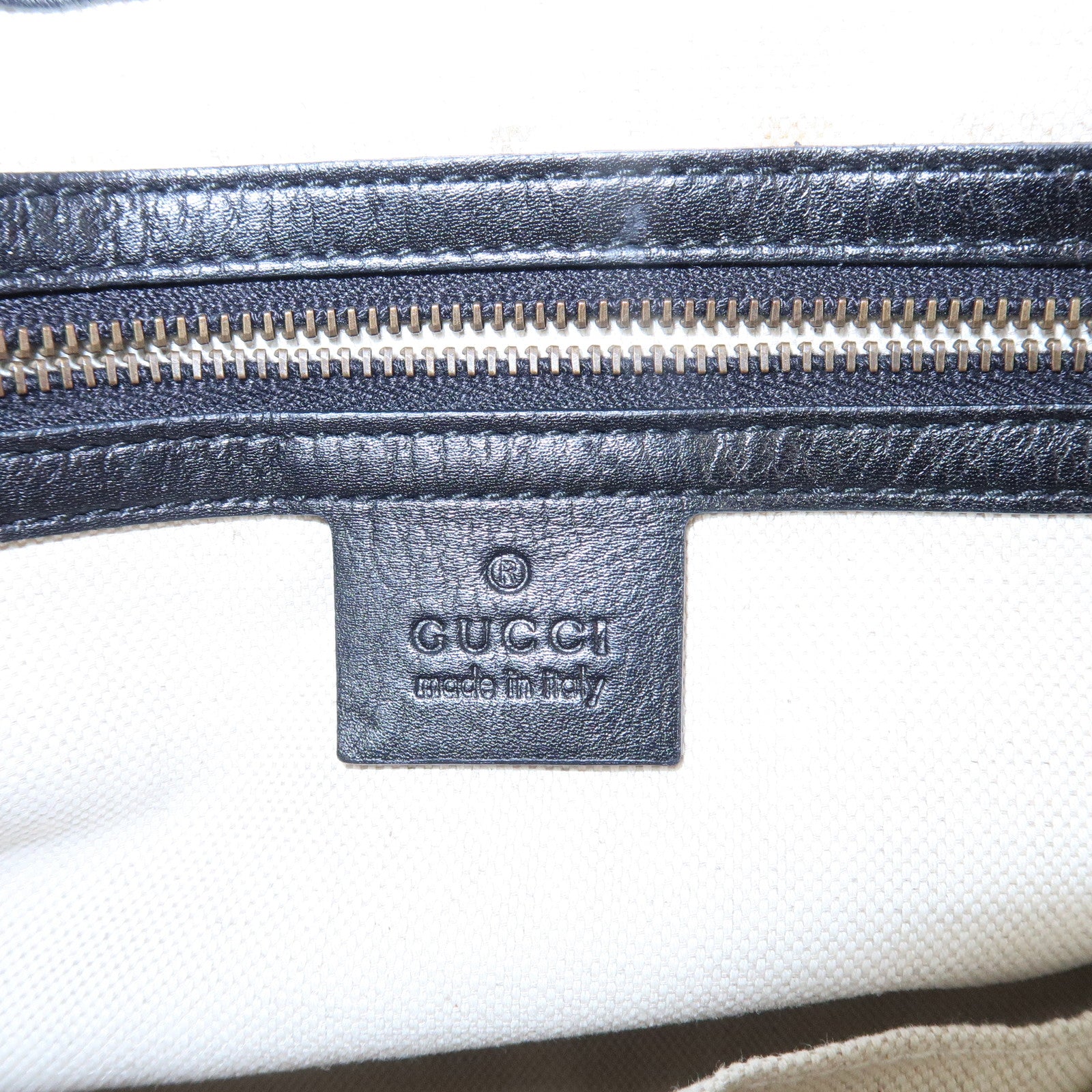 GUCCI GG Running Calf Leather Tote Bag Hand Bag Black 247183