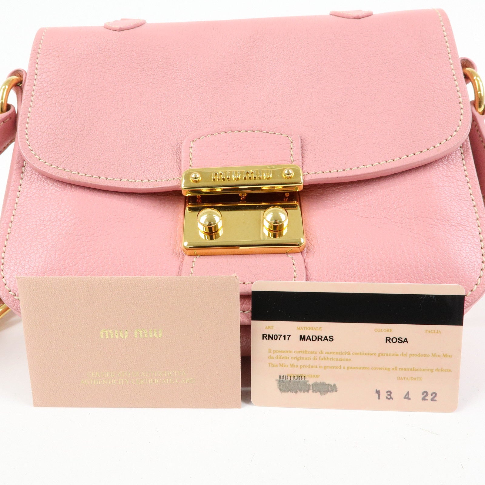 MIU MIU Madras Leather Top Handle 2Way Bag Hand Bag Pink RN0717