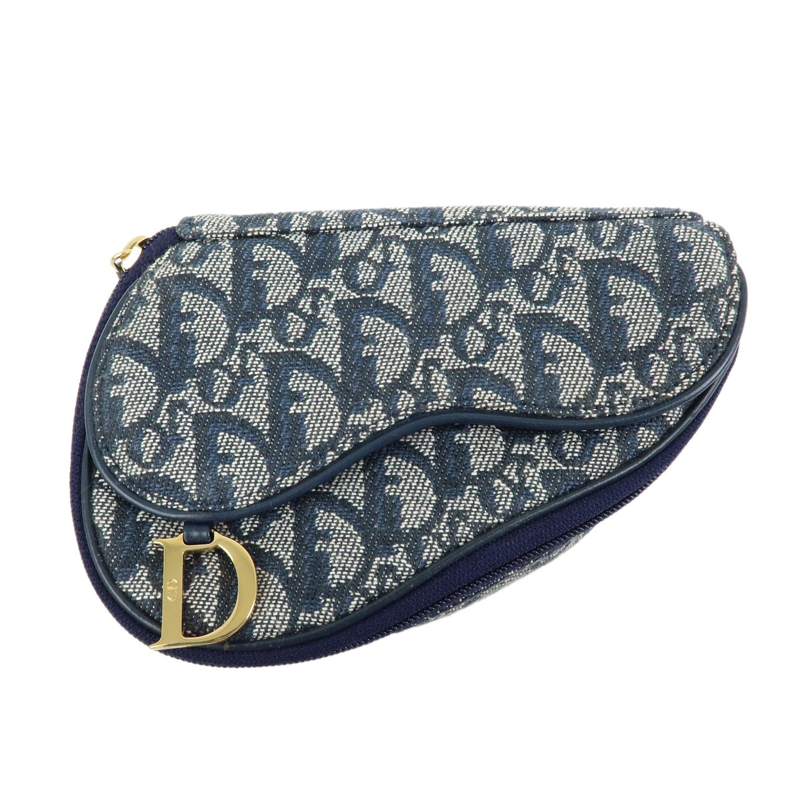 Christian Dior Trotter Jacquard Canvas Pouch Cosmetic Case Navy