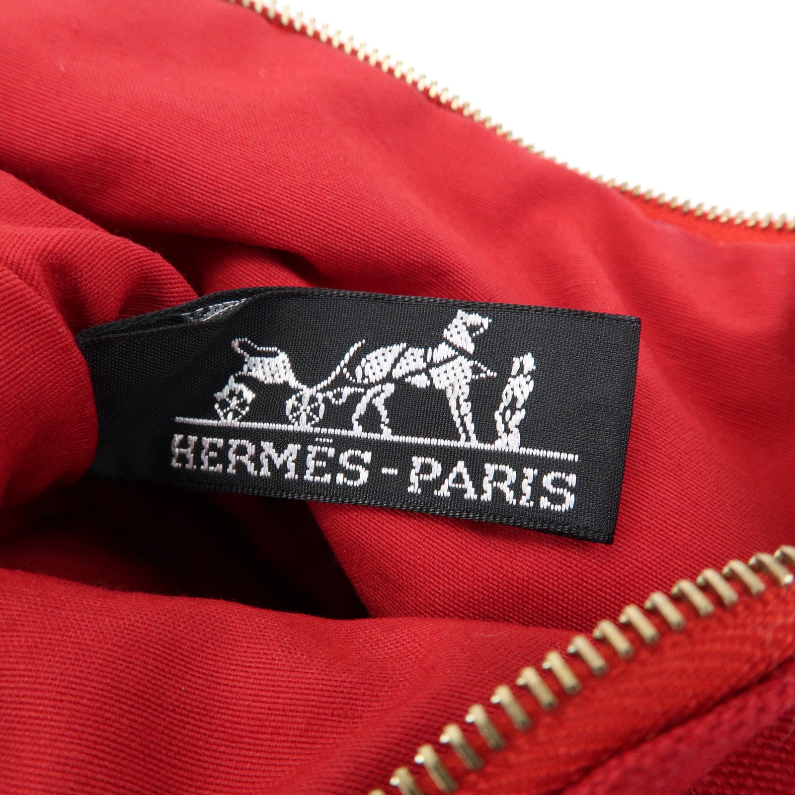 HERMES Canvas Leather Bolide Mini Mini Pouch Cosmetic Pouch Red