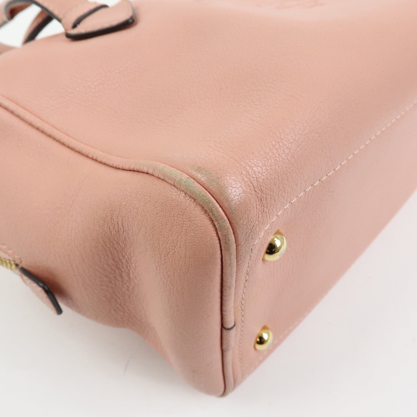 LOEWE Heritage Logo Leather Boston Bag Shoulder Bag Pink