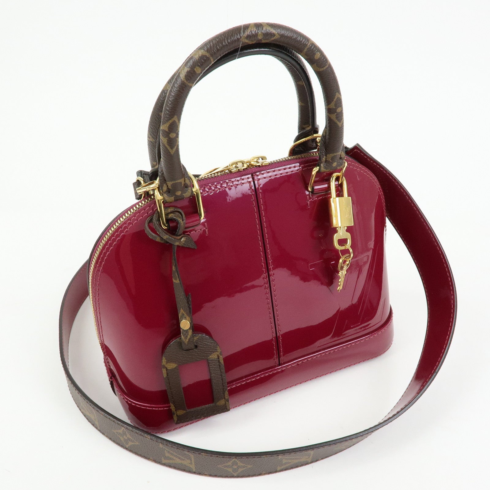 Louis Vuitton Monogram Vernis Alma BB 2Way Bag Magenta M54785