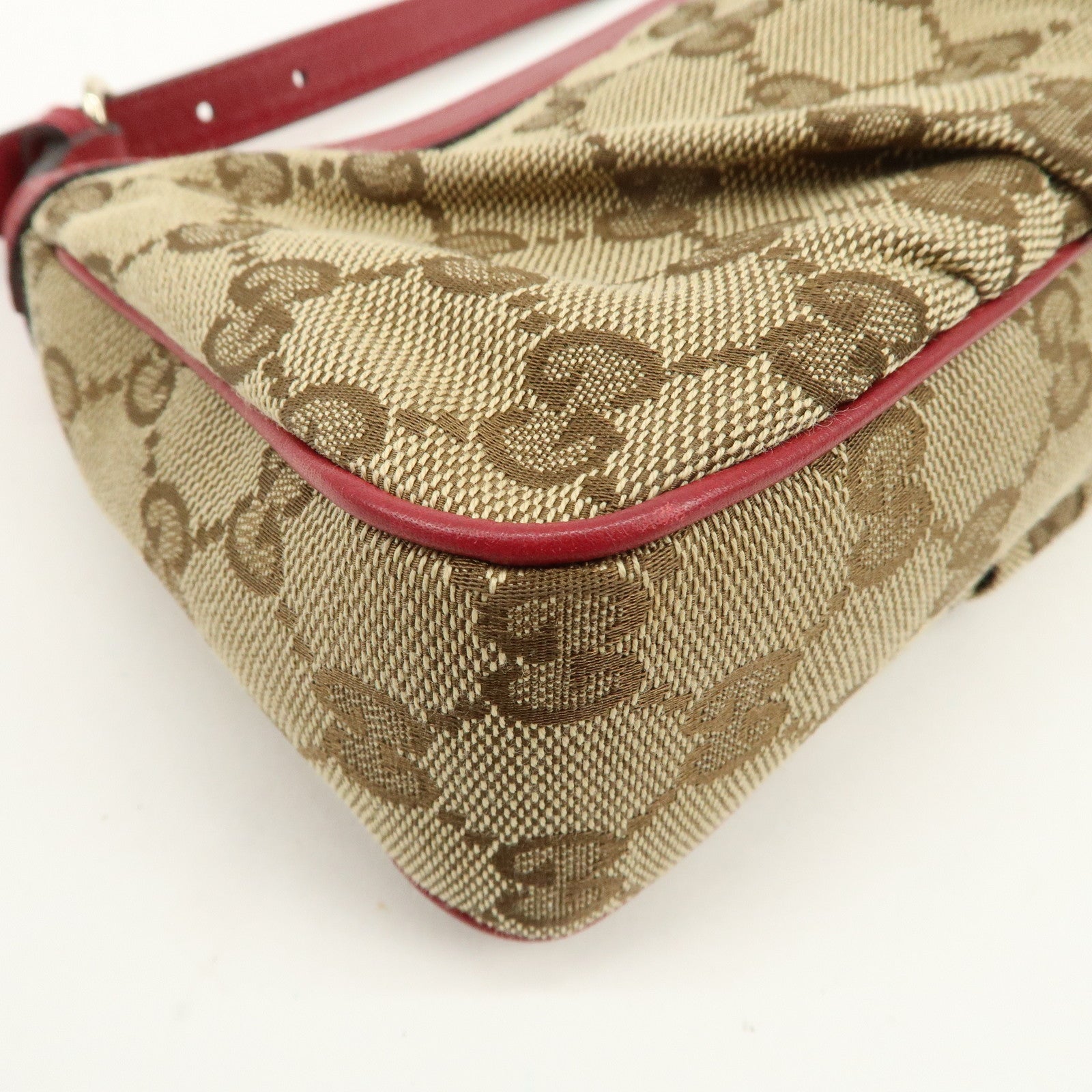 GUCCI Lovely Heart GG Monogram Canvas Leather Hand Bag Brown 245938