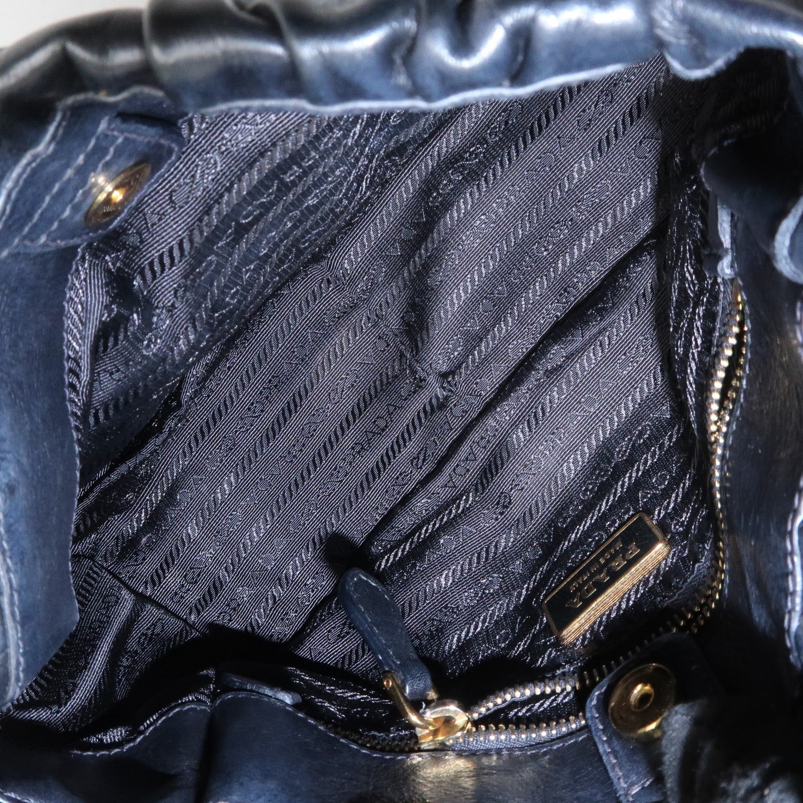 PRADA Triangle Logo Leather 2Way Bag Hand Bag Black BN1642