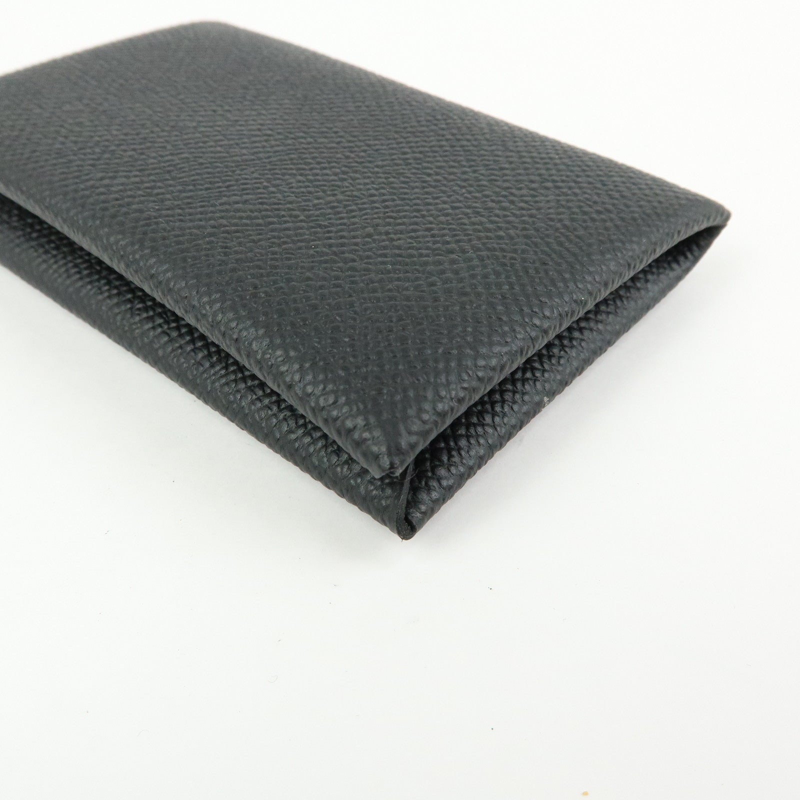 HERMES CALVI Duo Veau Epsom Card Case Card Holder W Stamped Black