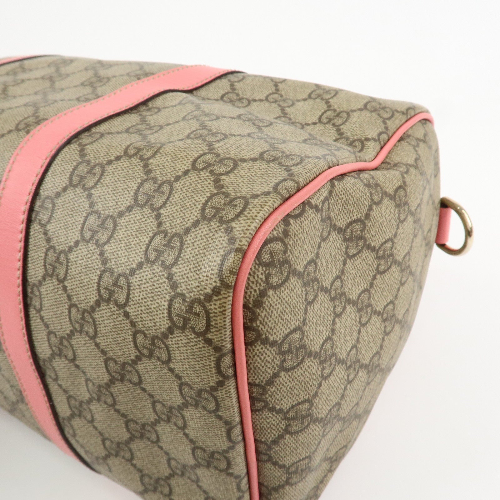 GUCCI GG Supreme Leather Boston Bag Hand Bag Beige Pink 193603