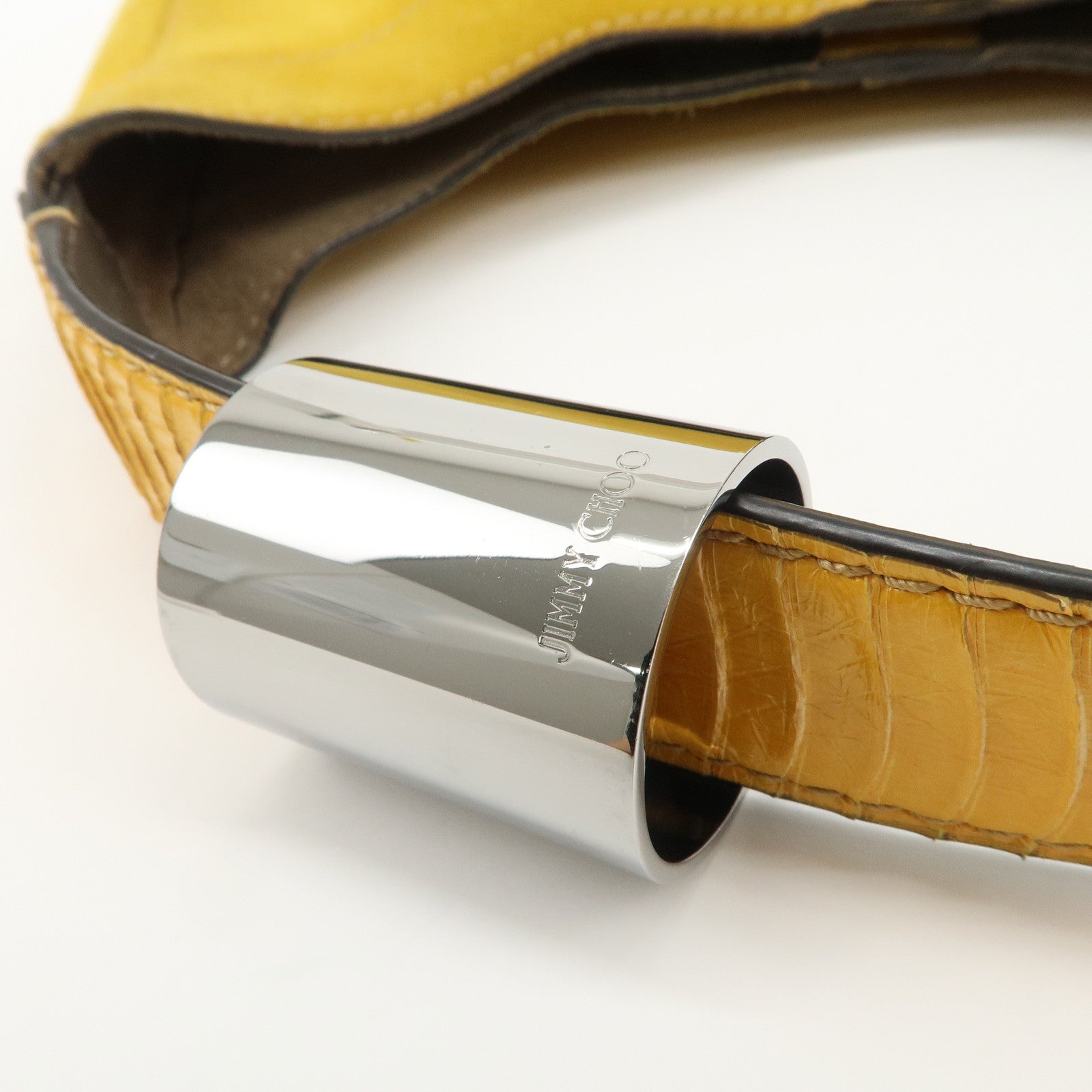 JIMMY CHOO Suede Leather Shoulder Bag Hand Bag Yellow