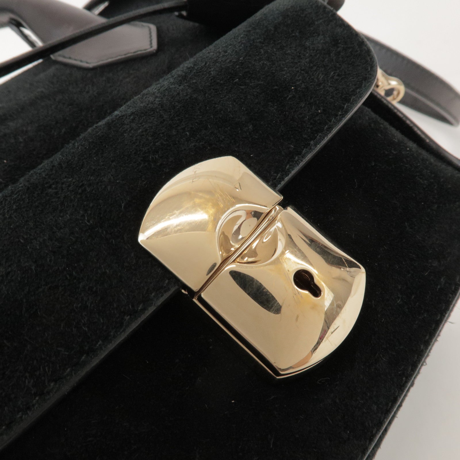 BALENCIAGA Padlock All Afternoon Suede Leather 2Way Bag 319499