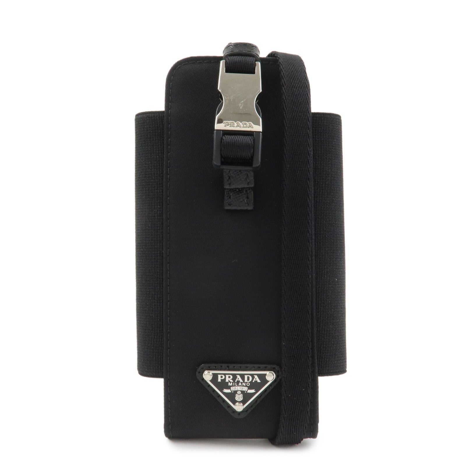 PRADA Triangle Logo Nylon Leather Phone Case Black 1ZT023