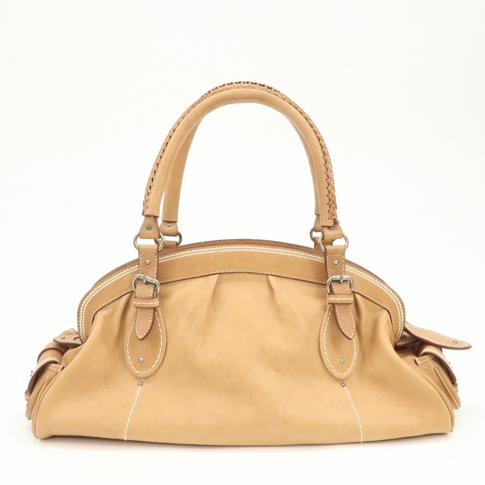Christian Dior Logo Leather Shoulder Bag Hand Bag Brown