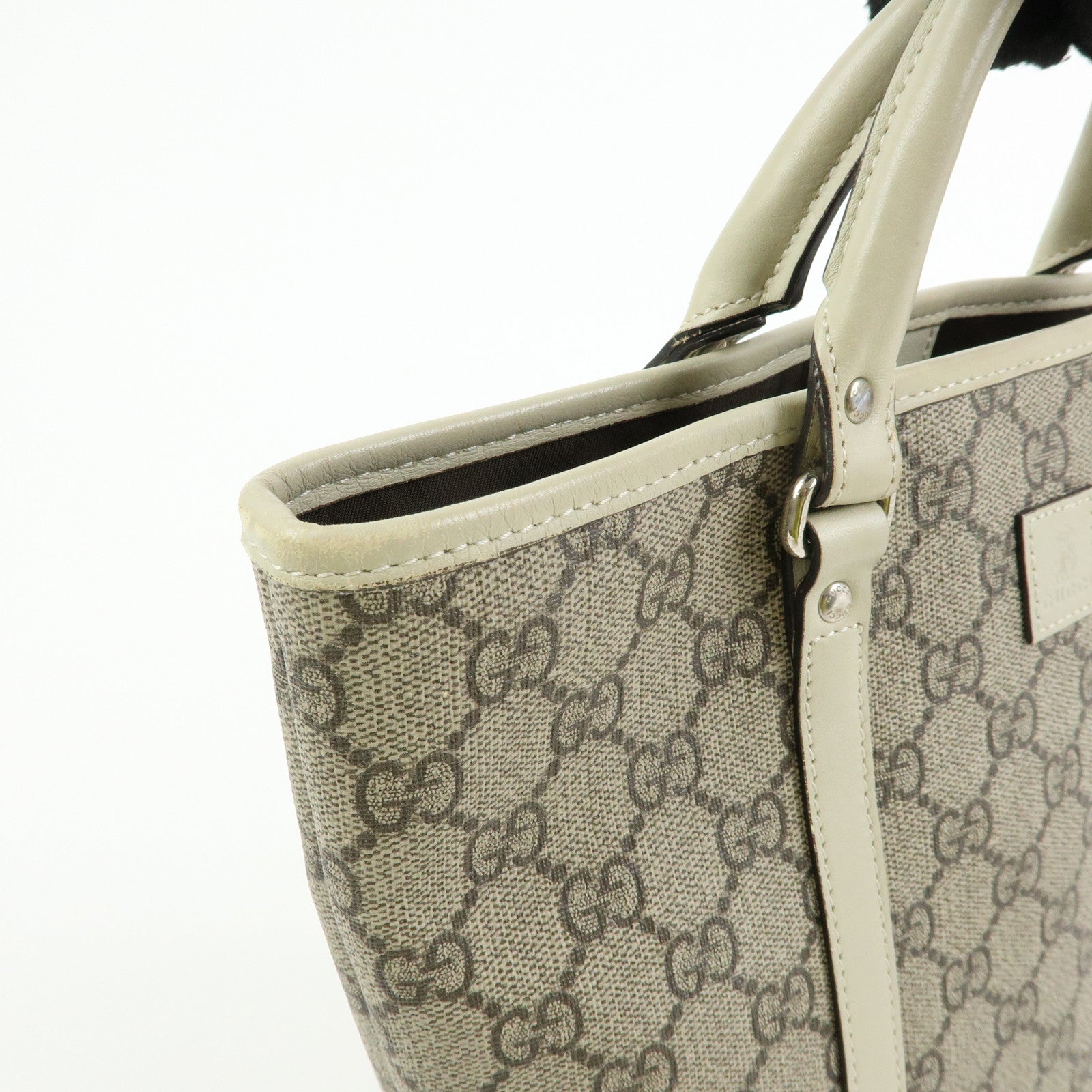 GUCCI GG Supreme Leather Tote Bag Hand Bag Beige 297557