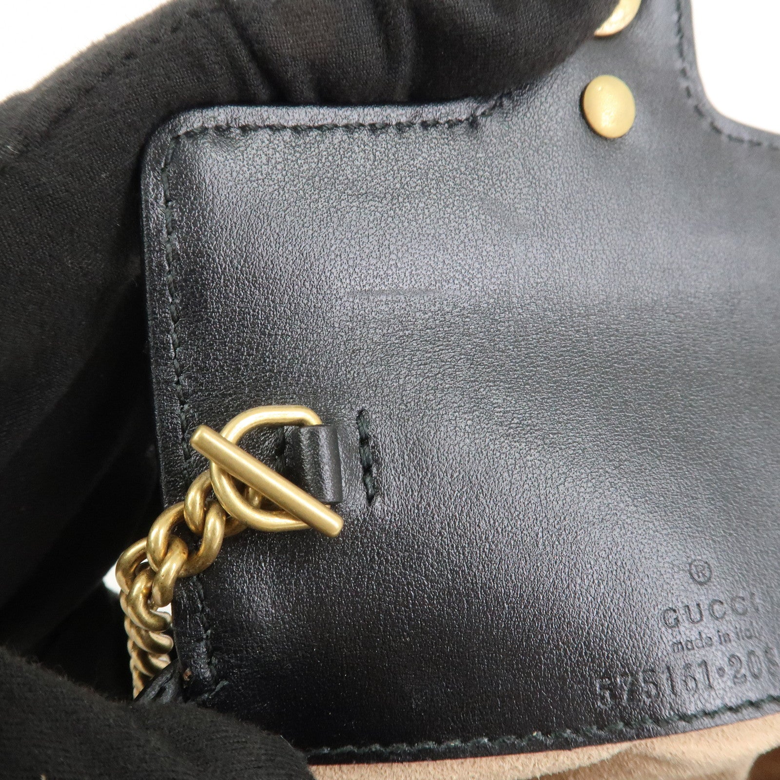 GUCCI GG Marmont Leather Chain Hand Bag Black 575161