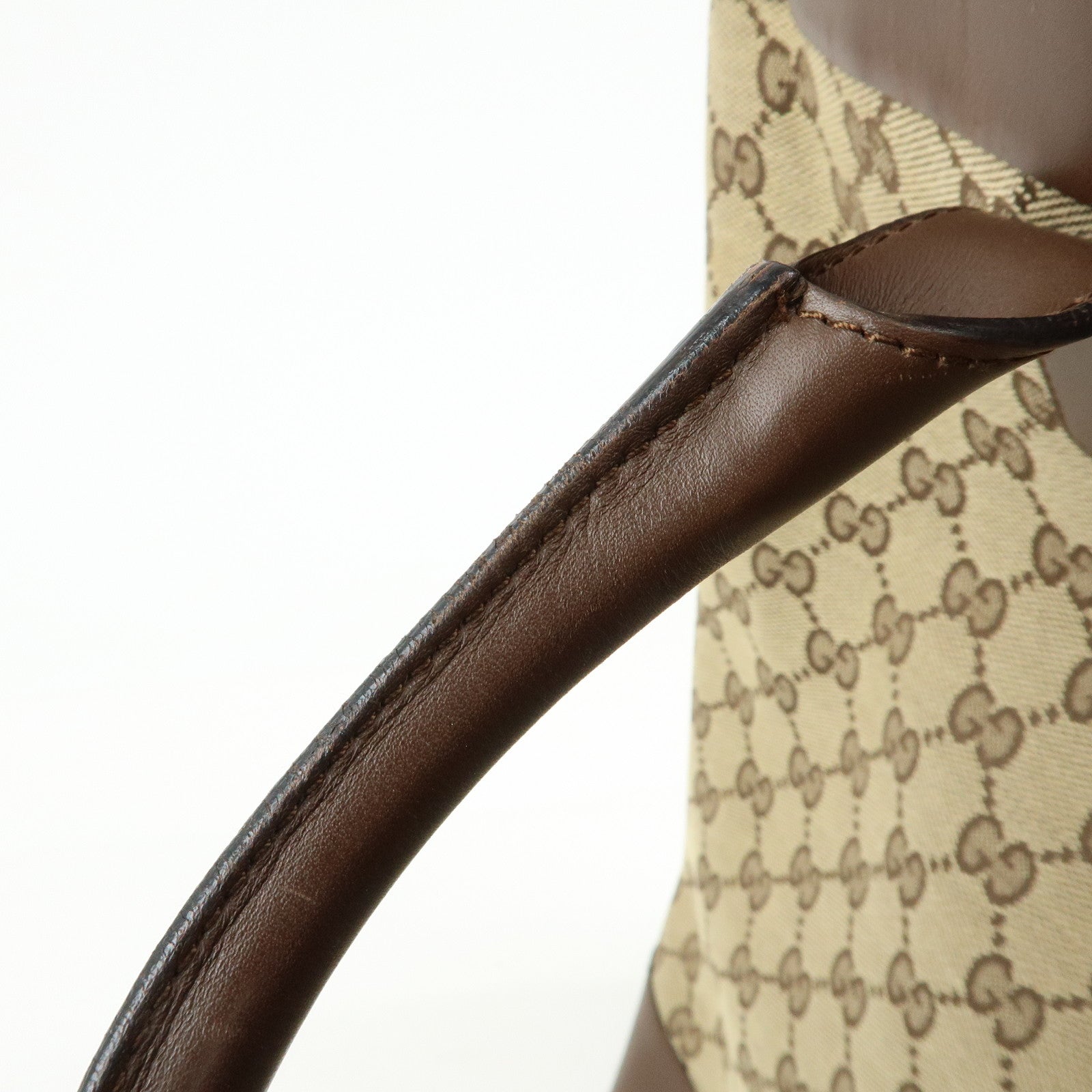 GUCCI GG Canvas Leather Tote Bag Hand Bag Beige Brown 002・1121
