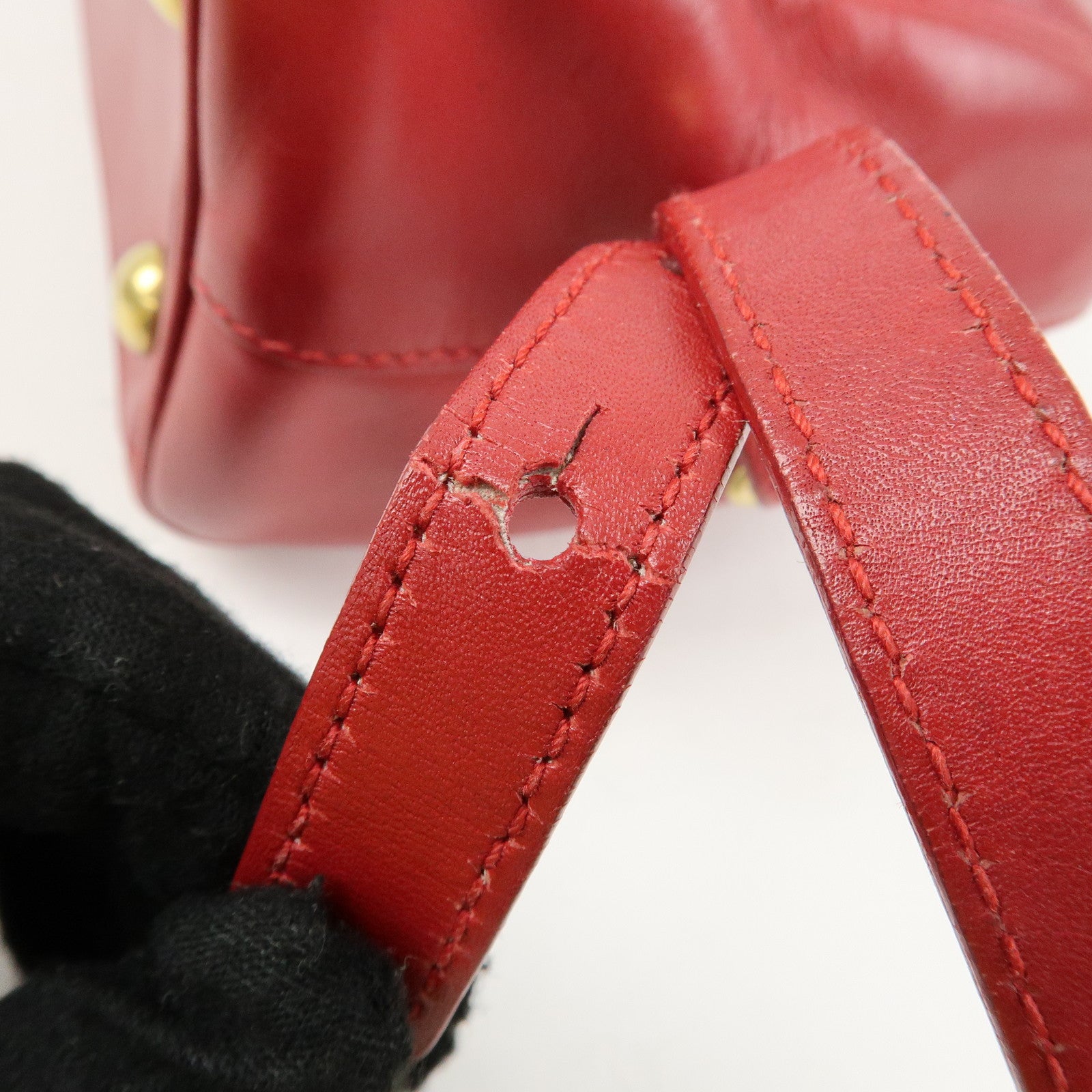 SAINT LAURENT PARIS Baby Duffle Leather 2WAY Bag Red 3330958