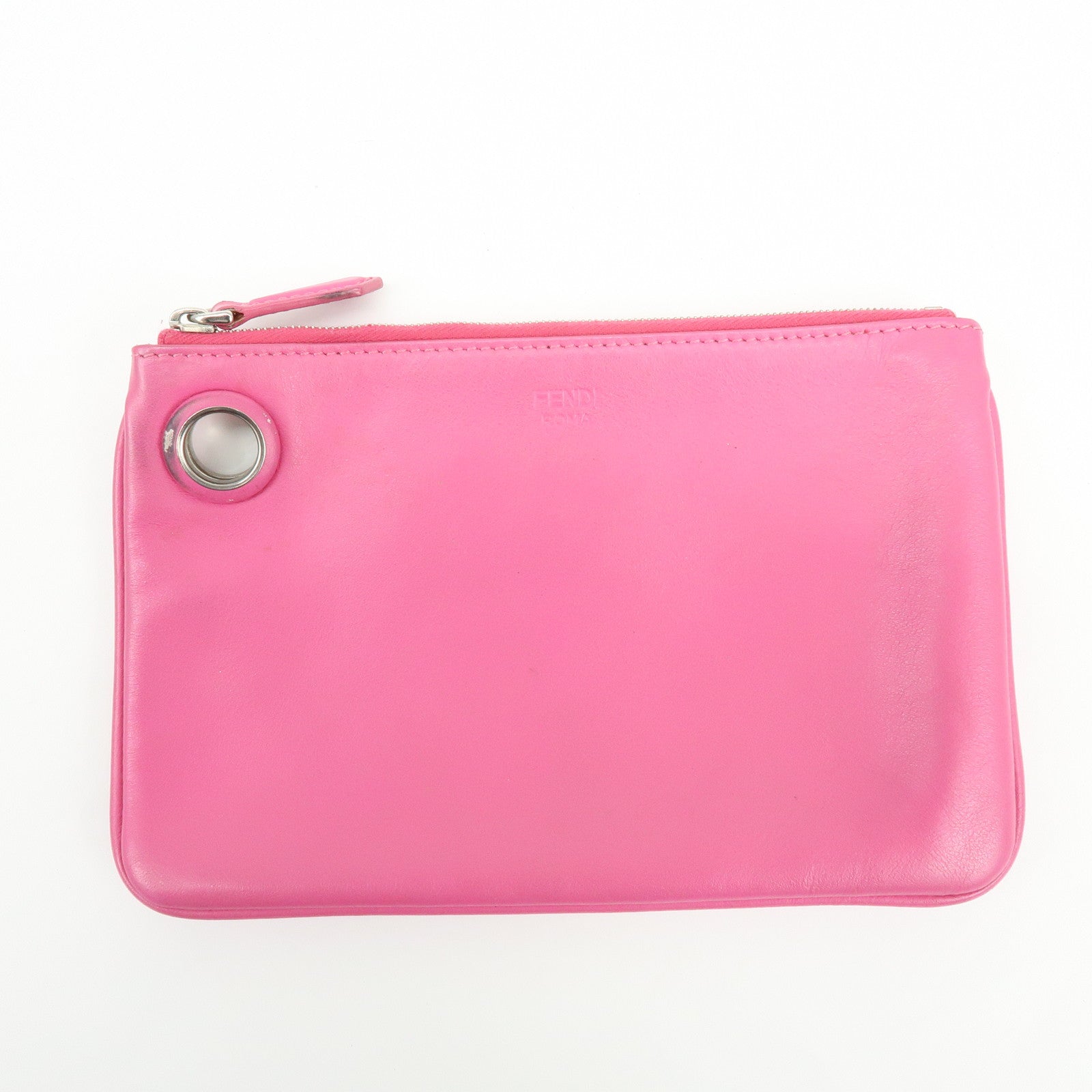 FENDI Zuccca F is FENDI Leather Velvet Triplette Clutch Bag 8BS001