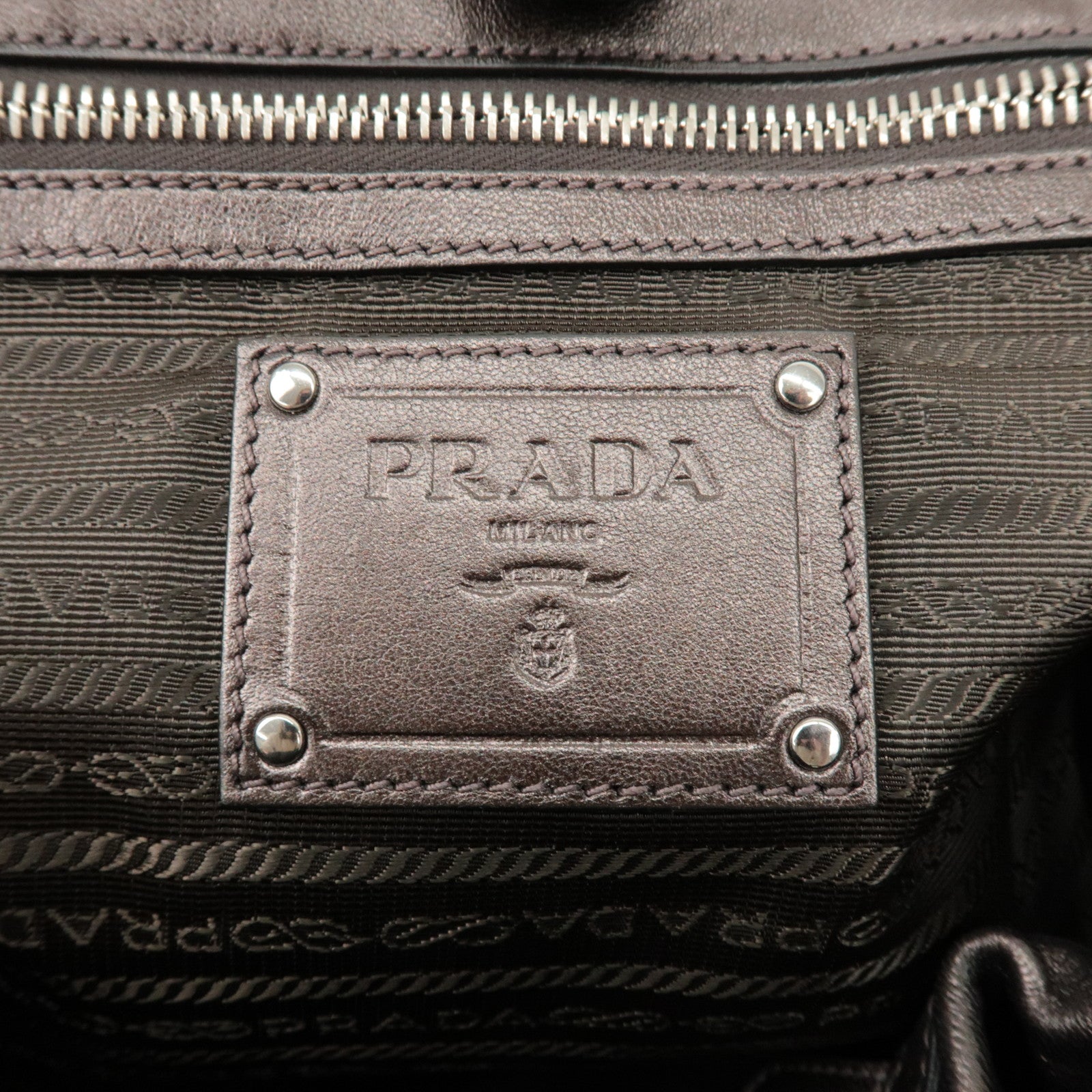 PRADA Nappa Leather Gathered Tote Bag Hand Bag Bronze BR3987 Used