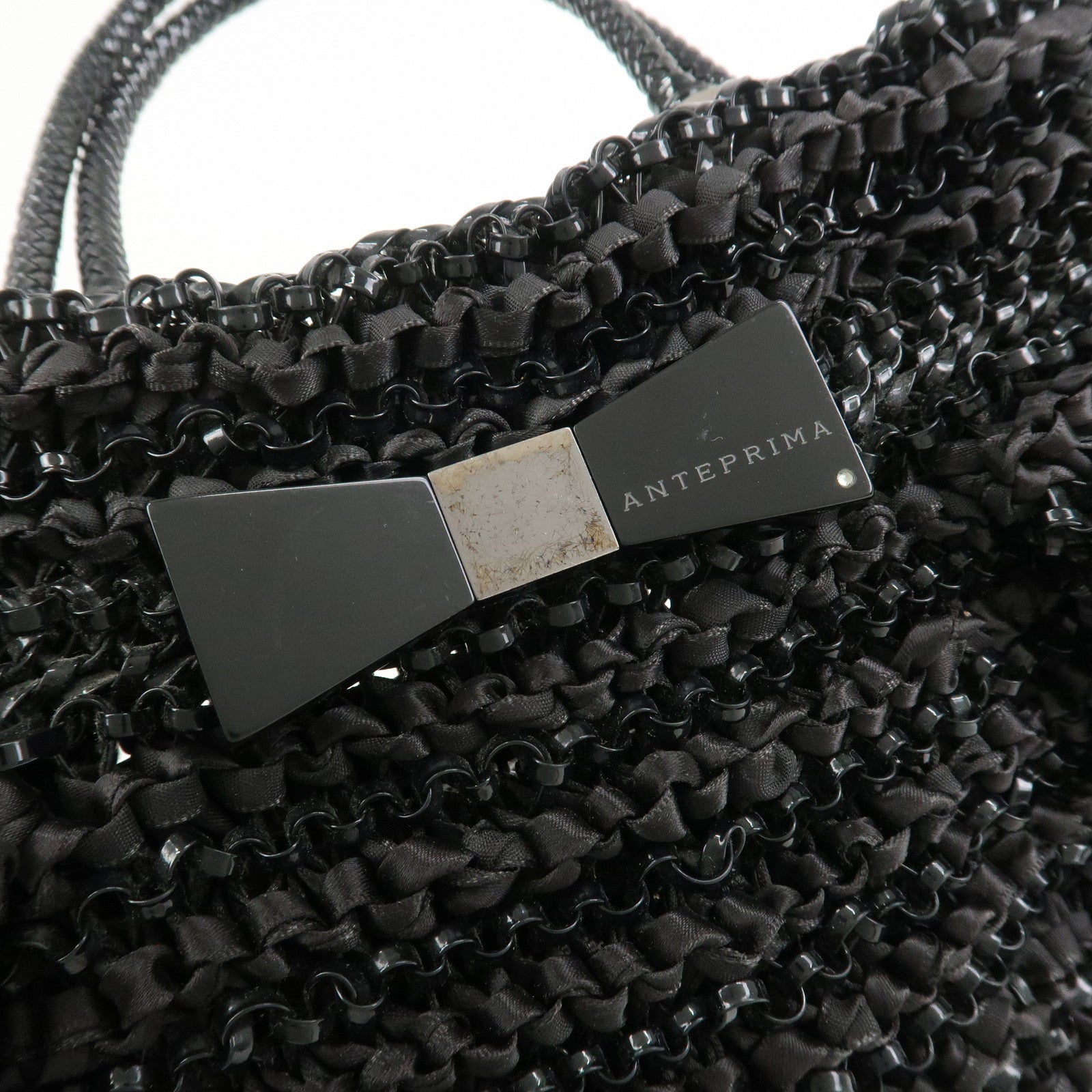 ANTEPRIMA Wire Bag PVC 2Way Bag Hand Bag Shoulder Bag Ribbon Black