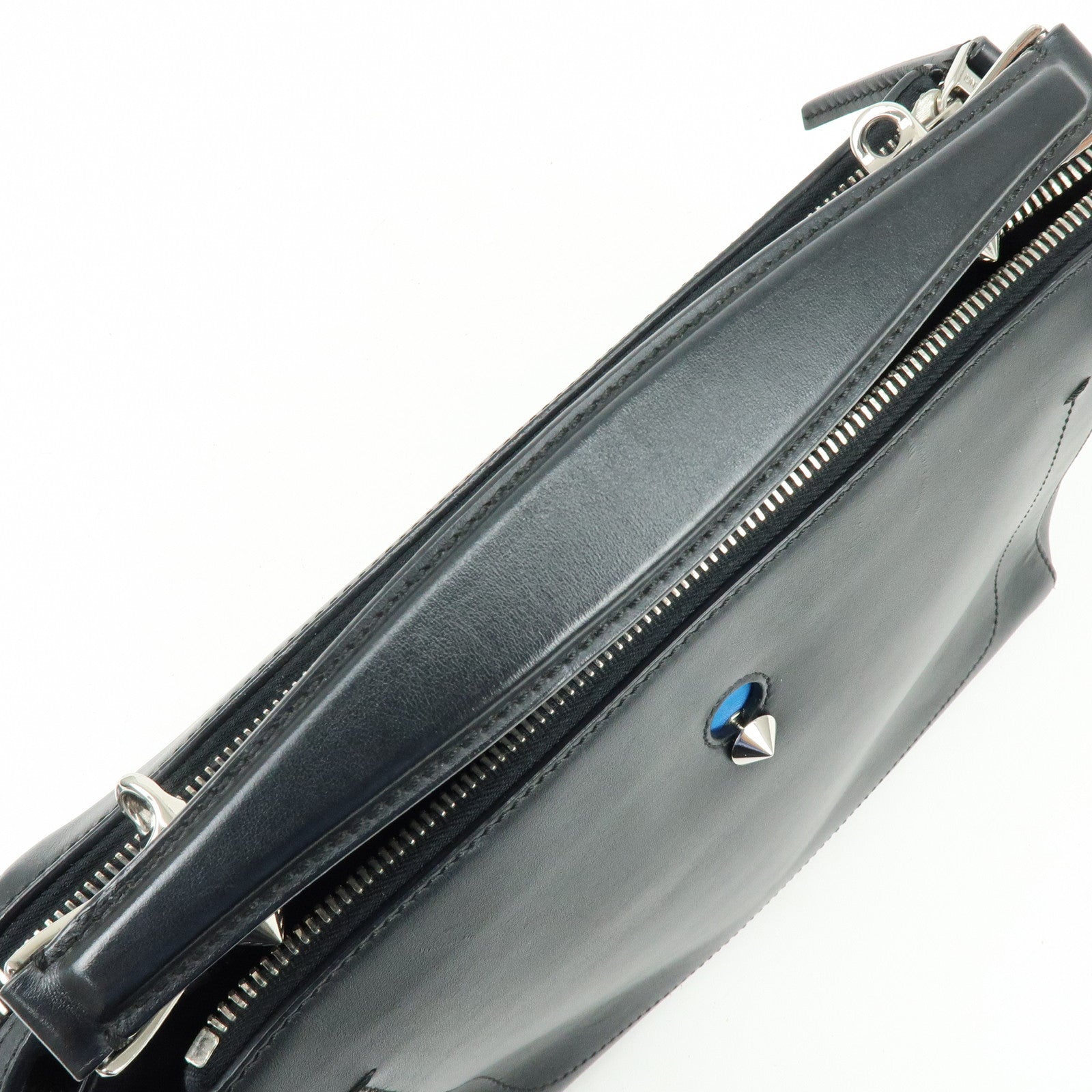 FENDI Dotcom Leather 2WAY Bag Hand Bag Shoulder Bag Black 8BN293