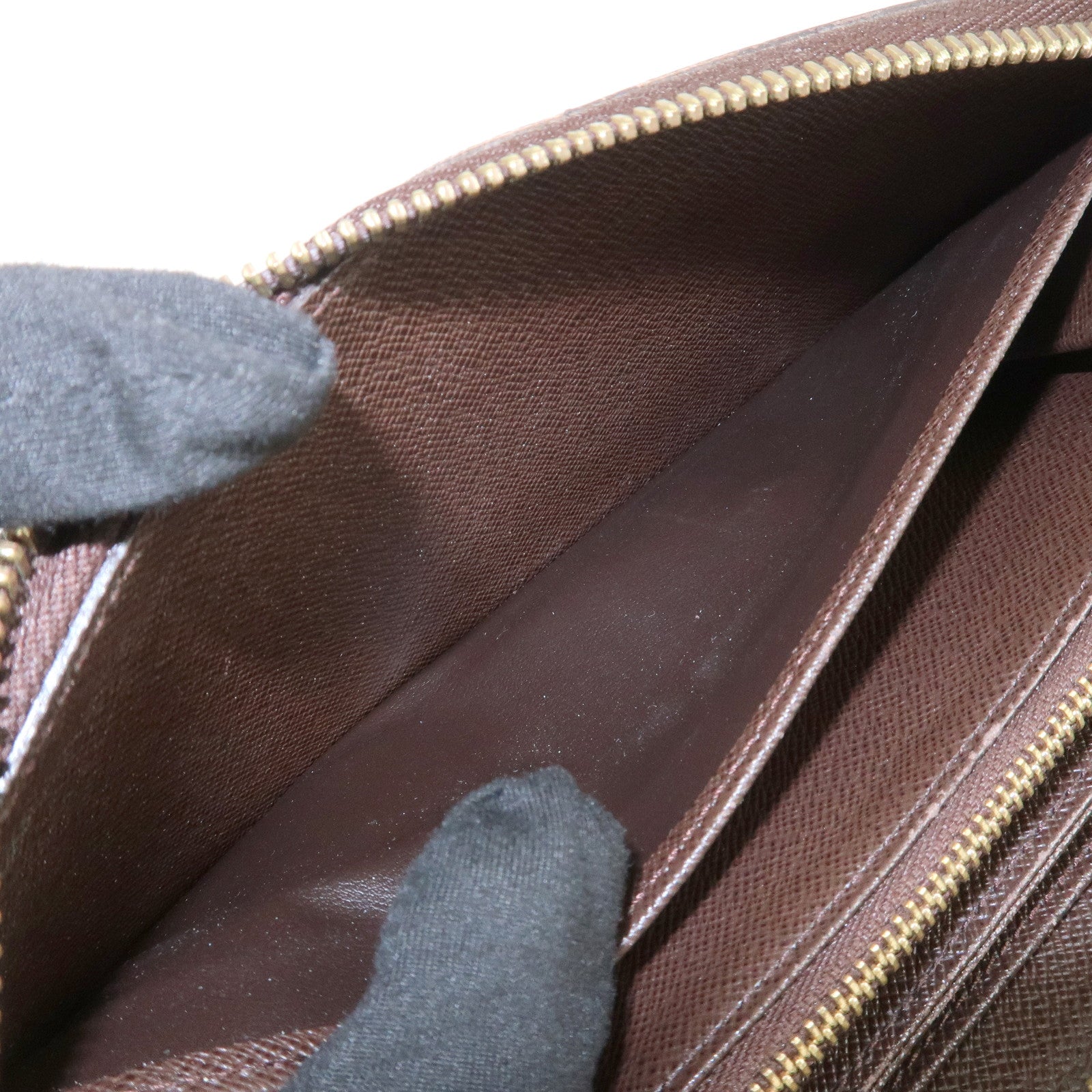 Louis Vuitton Damier Canvas Zippy Wallet Old Style Brown N60015