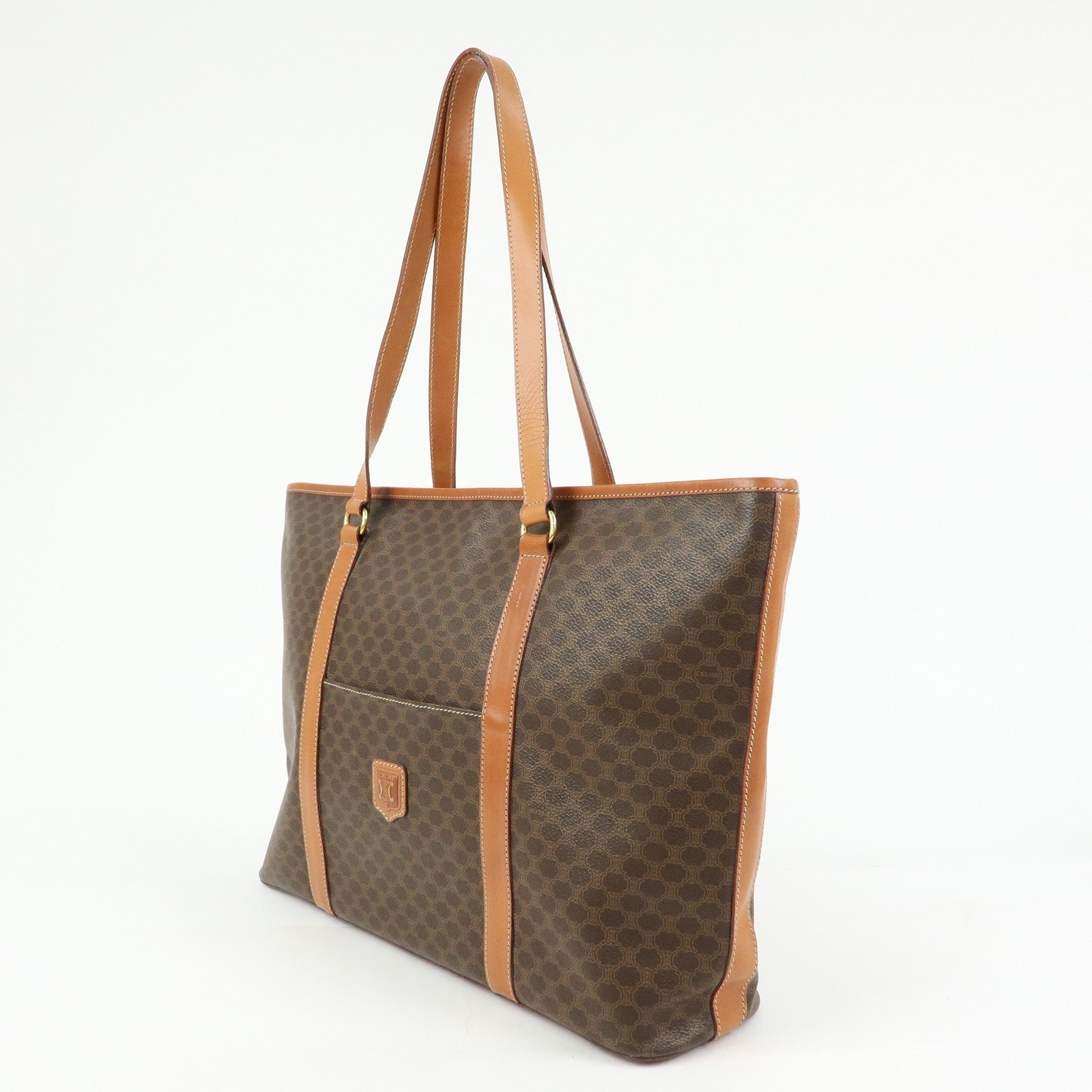 CELINE Macadam PVC Leather Tote Bag Shoulder Bag Brown