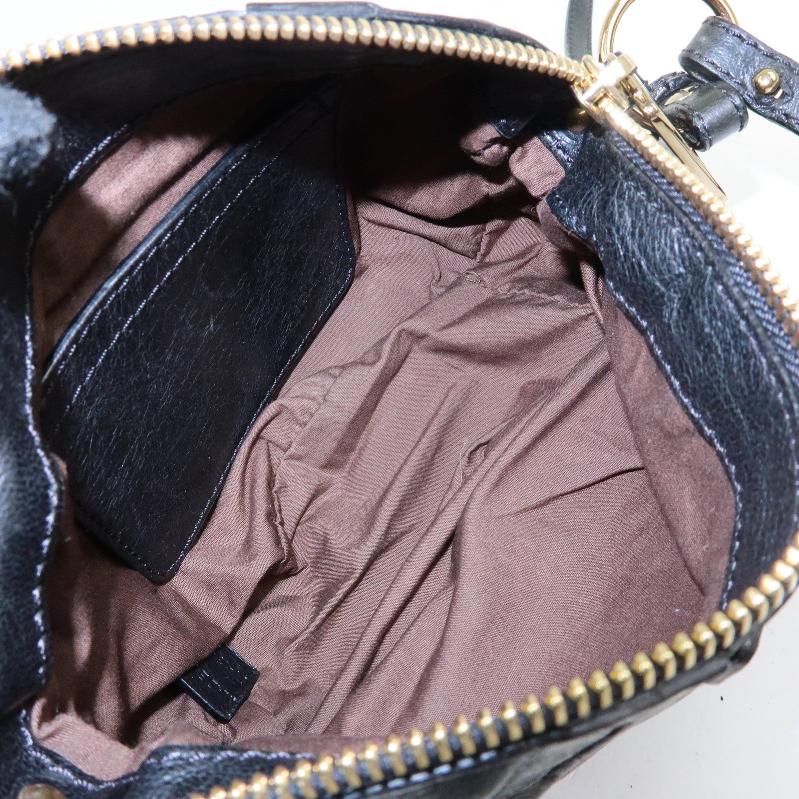 Chloe Leather 2Way Bag Mini Shoulder Crossbody Bag Clutch Bag Black