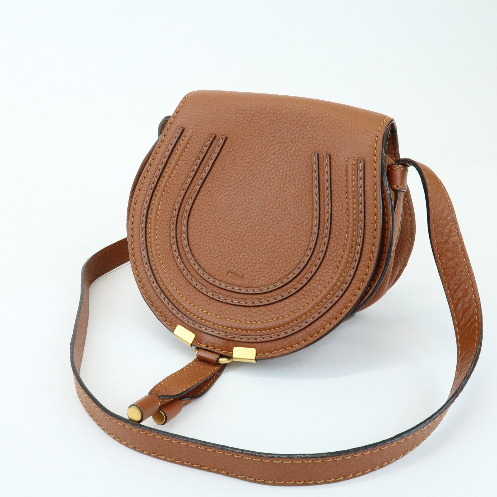 Chloe Marcie Leather Shoulder Bag Crossbody Bag Brown