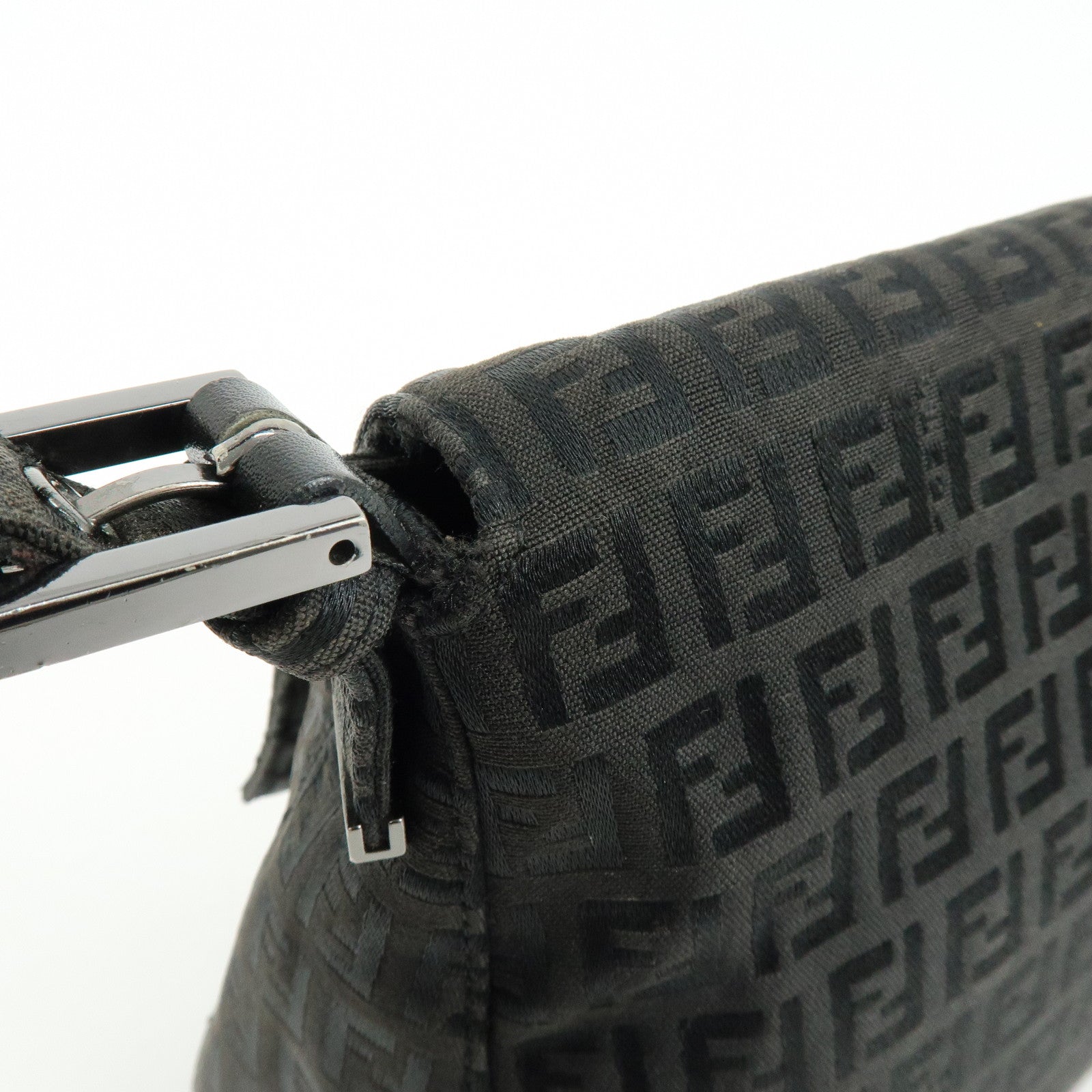 FENDI Zuccino Canvas Mamma Baguette Shoulder Bag Black 8BR001