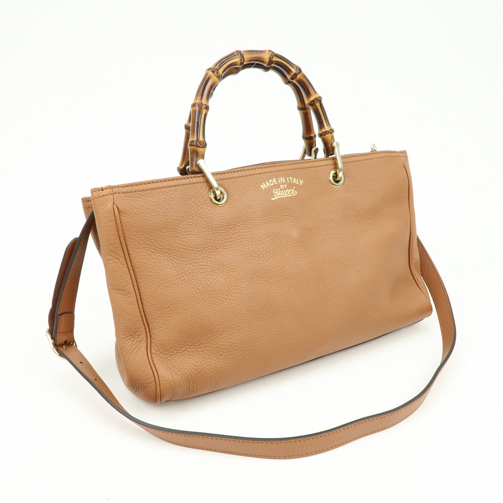 GUCCI Bamboo Shopper Medium 2Way Bag Shoulder Bag Brown 323660