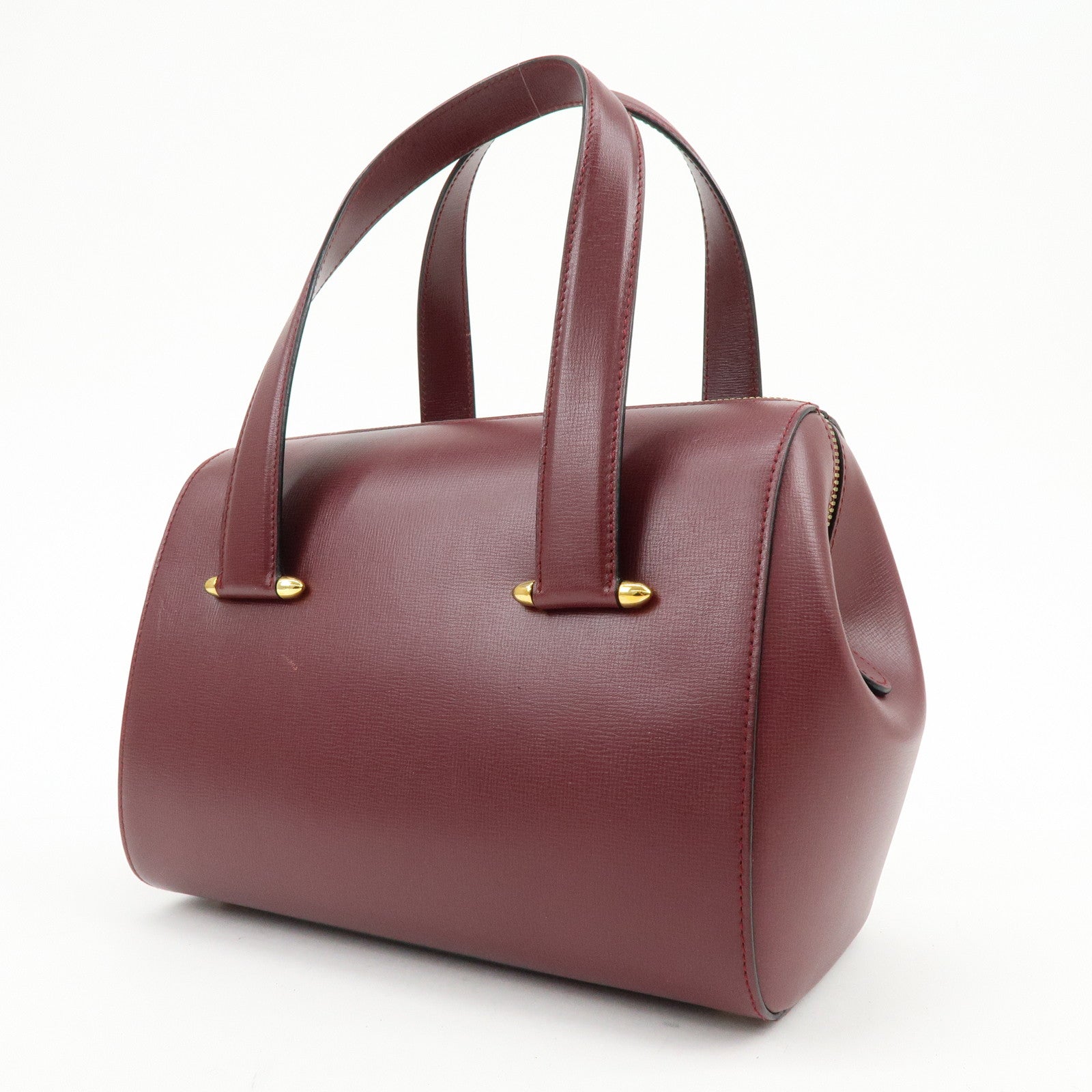 Cartier Must de Cartier Leather Boston Bag Hand Bag Bordeaux