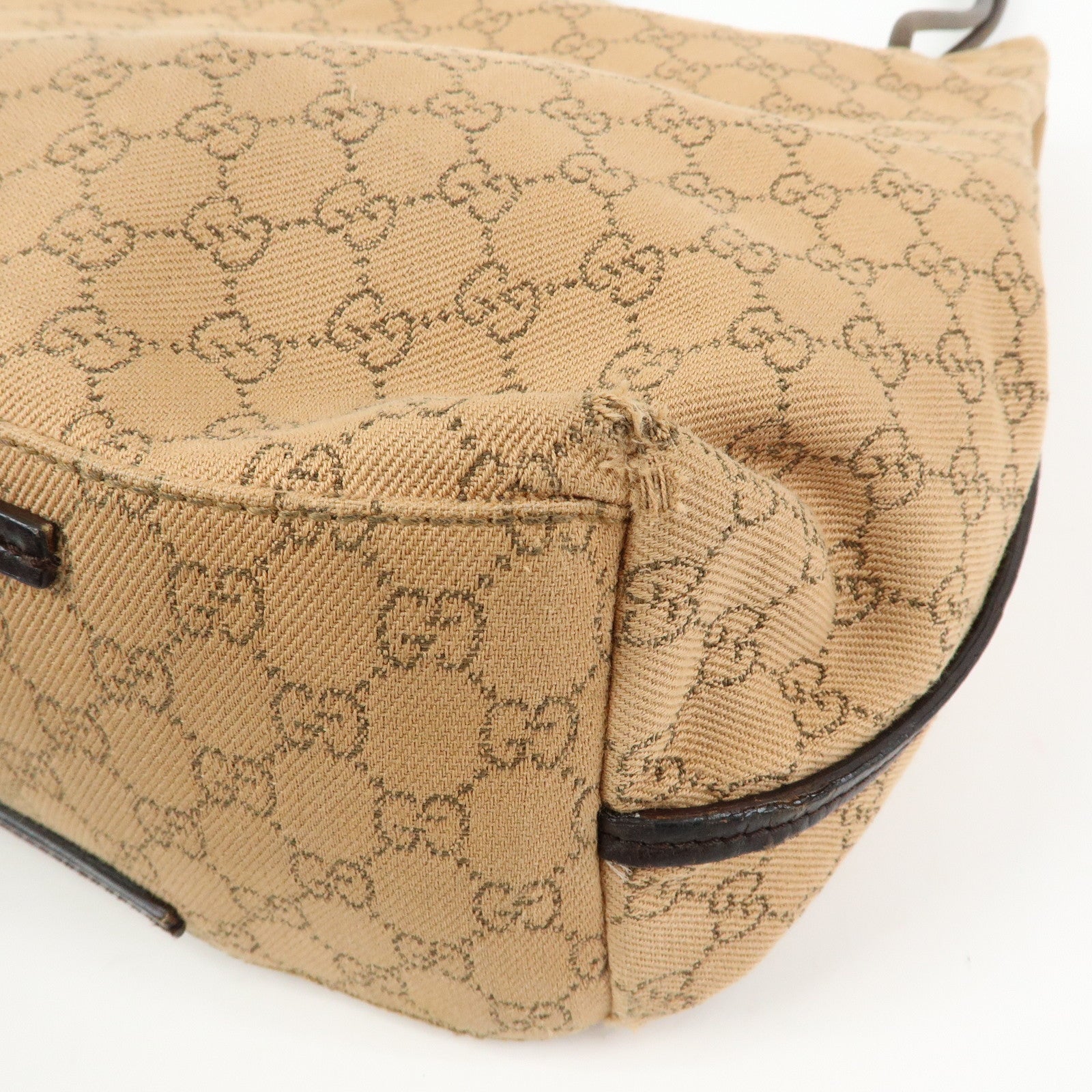 GUCCI GG Denim Leather Tote Bag Shoulder Bag Brown Beige 101340
