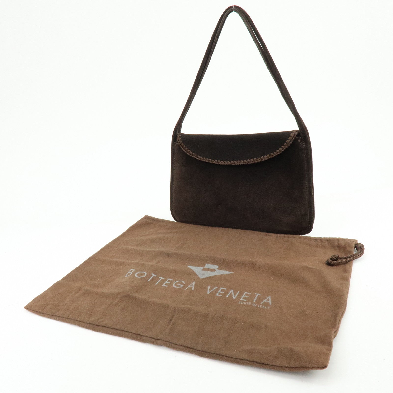 BOTTEGA VENETA Suede Shoulder Bag Tote Bag Dark Brown