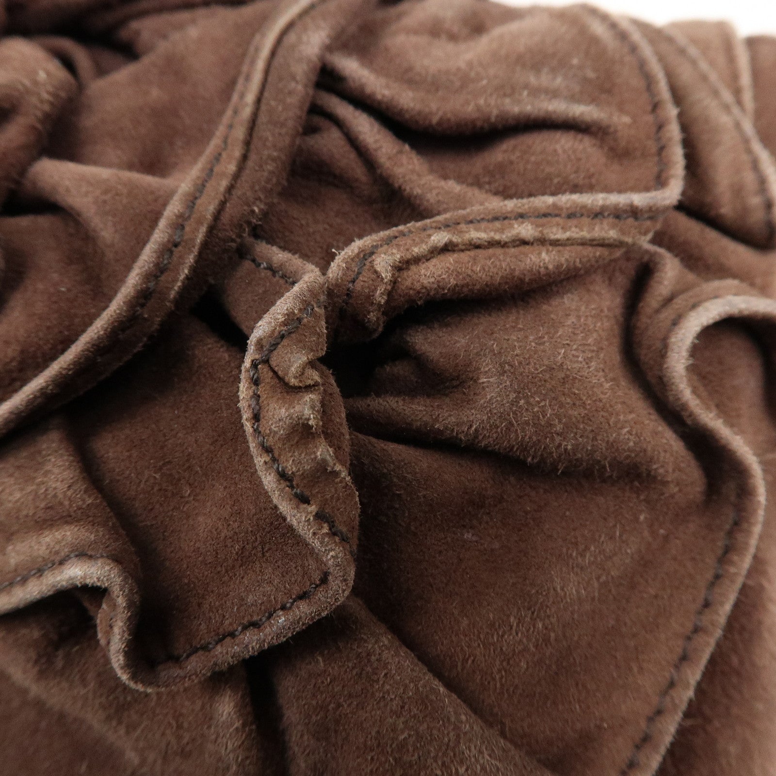 SAINT LAURENT PARIS YSL Naja Flower Suede Shoulder Bag Brown