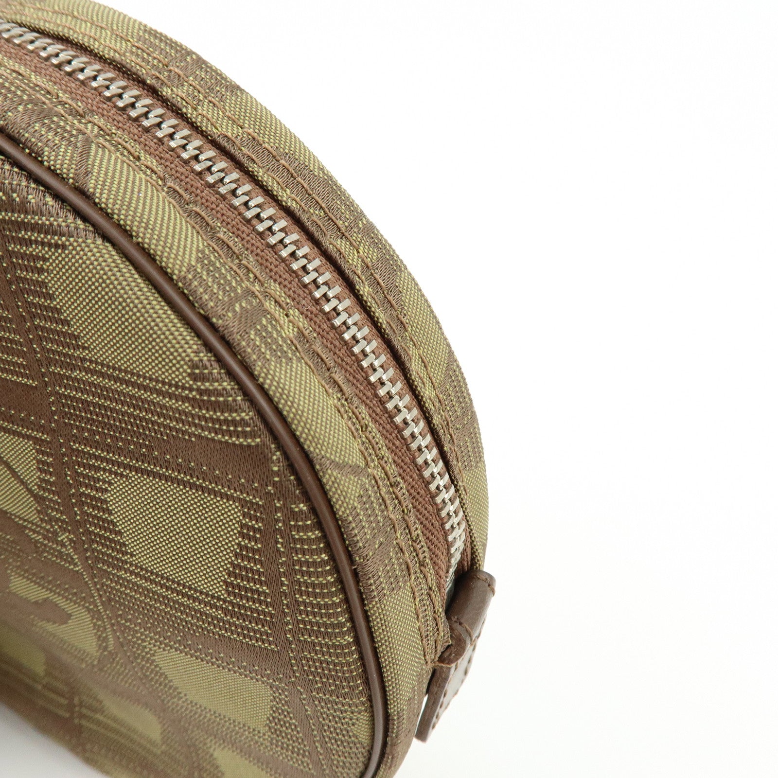 CHANEL New Travel Line COCO Mark Canvas Cosmetic Pouch Khaki Brown