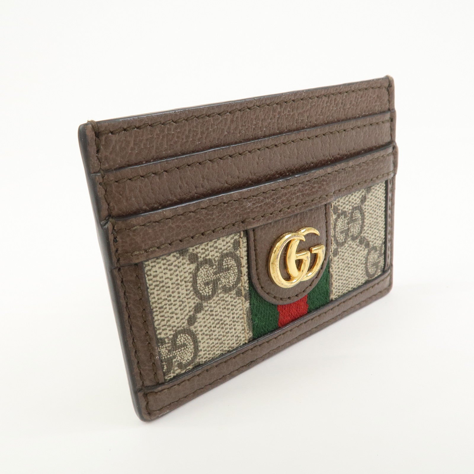 GUCCI Ophidia GG Supreme Leather Card Case Card Holder Brown 523159