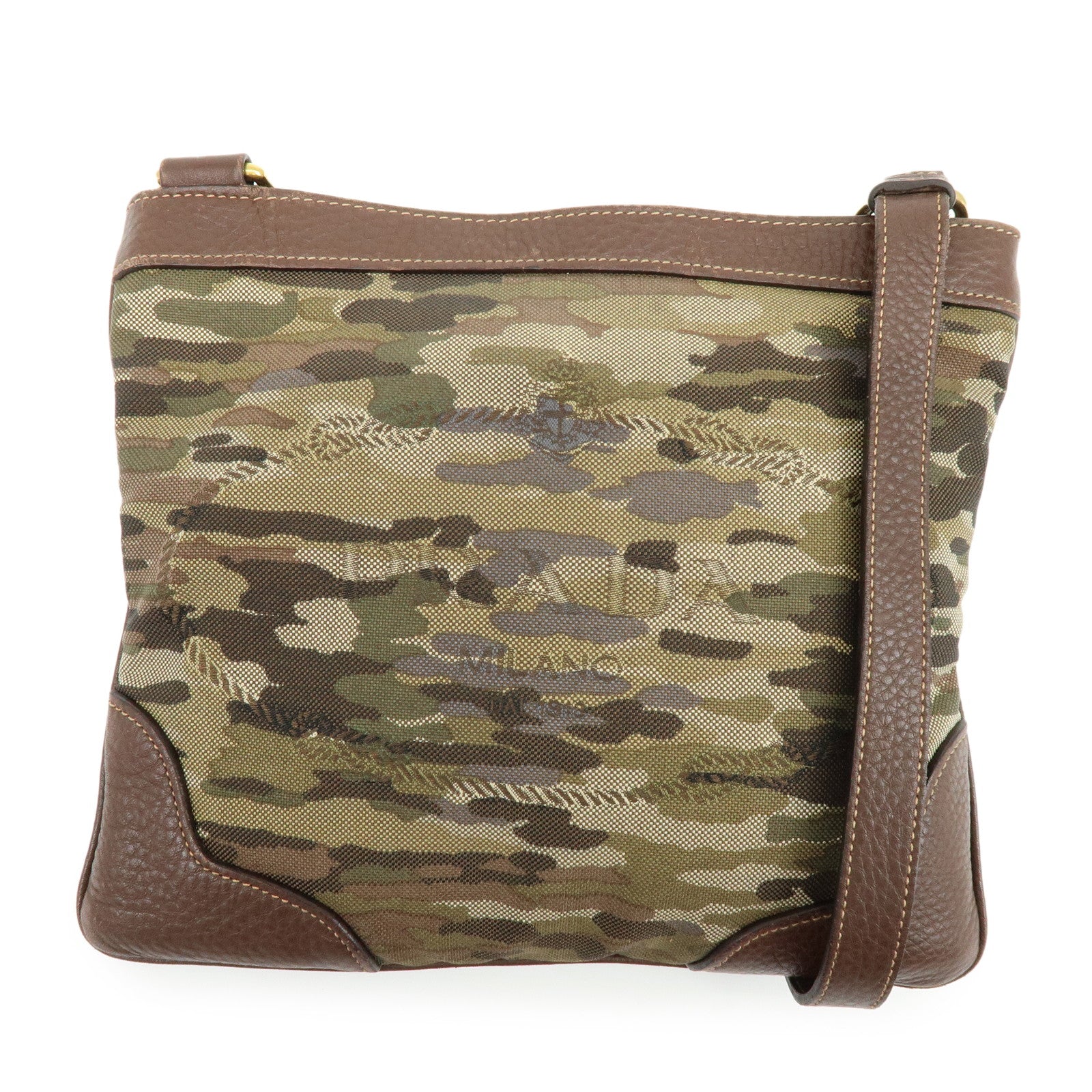 PRADA Logo Jacquard  Leather Shoulder Bag Crossbody Bag Camouflage
