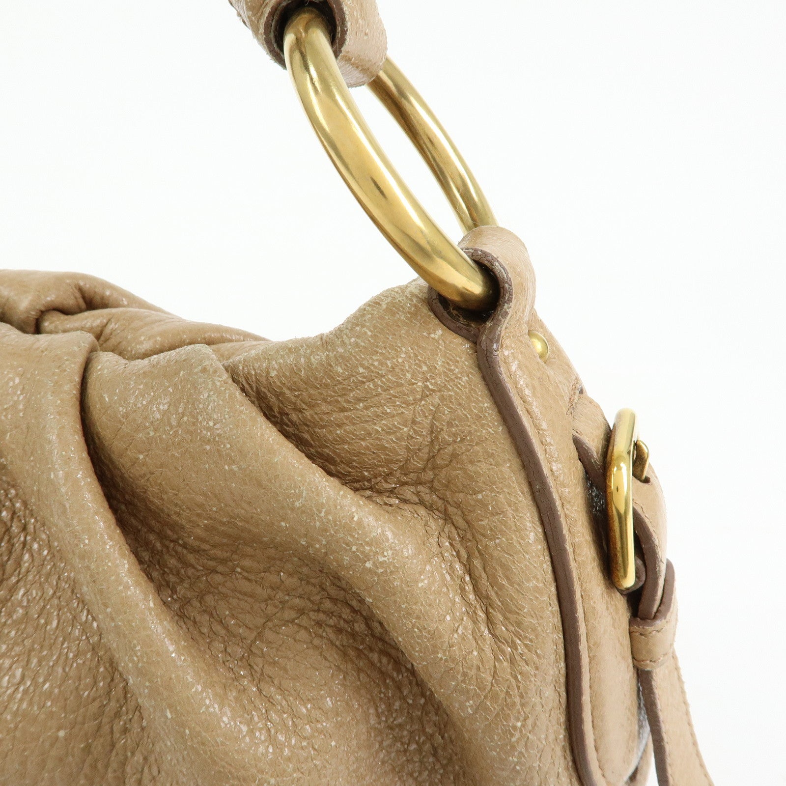 PRADA Logo Leather Chain One Shoulder Bag Light Brown BR4243