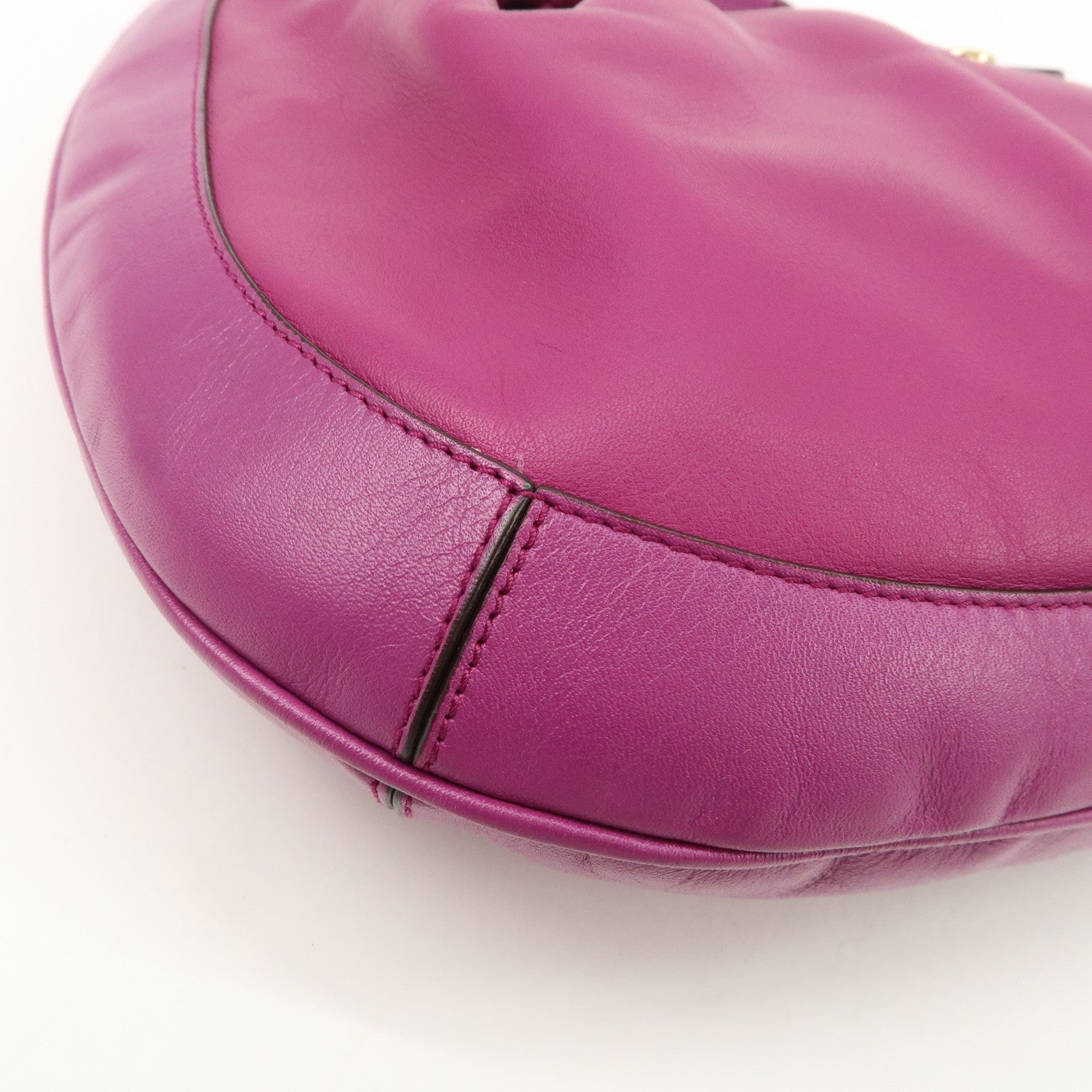 Ferragamo Gancini Leather Shoulder Bag Hand Bag Purple