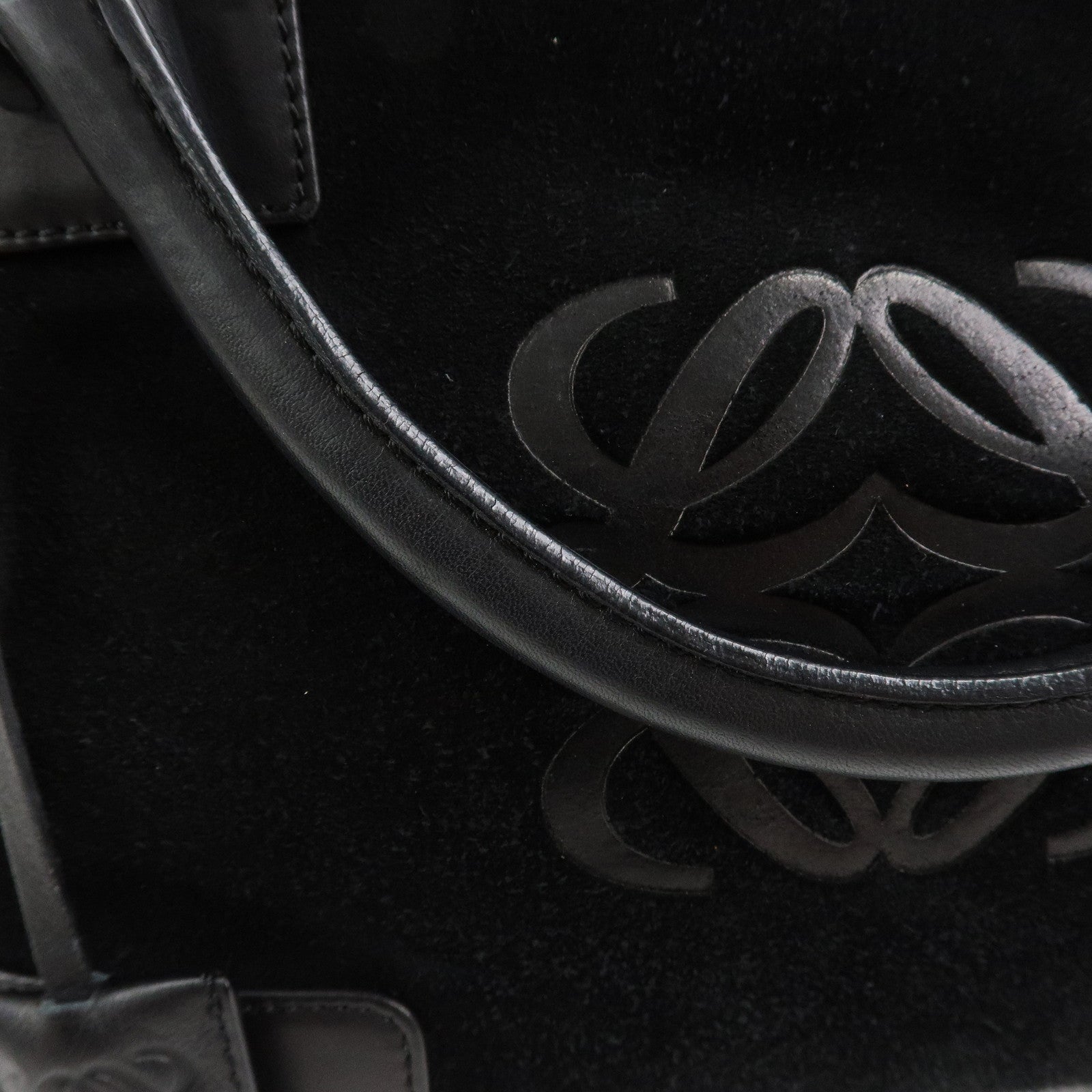 LOEWE Anagram Leather 2WAY Bag Shoulder Bag Hand Bag Black