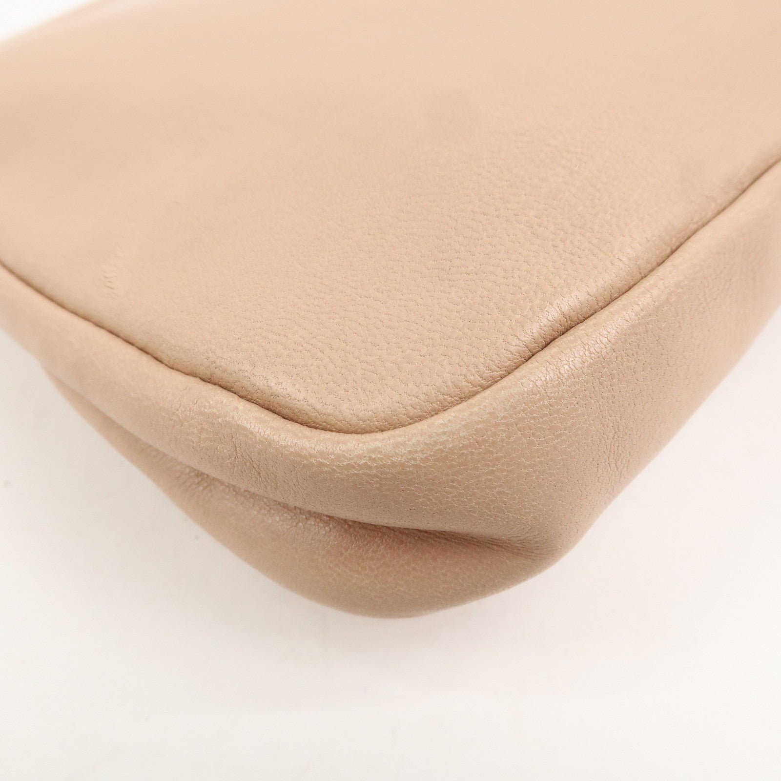 JIMMY CHOO Studs Leather Clutch Bag Hand Bag Pink Beige