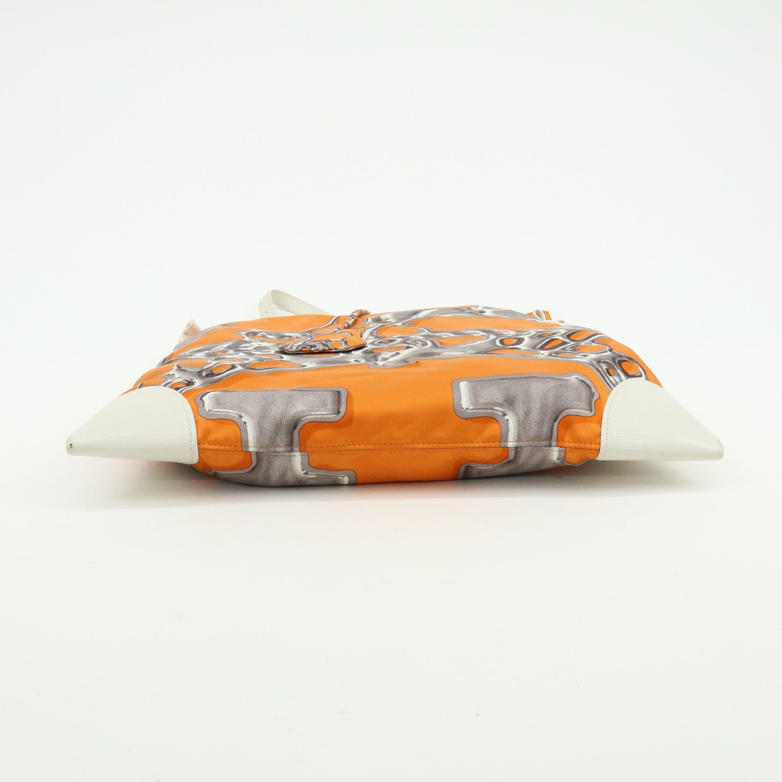HERMS Silk Leather Silky City PM □O Stamped Shoulder Bag Orange